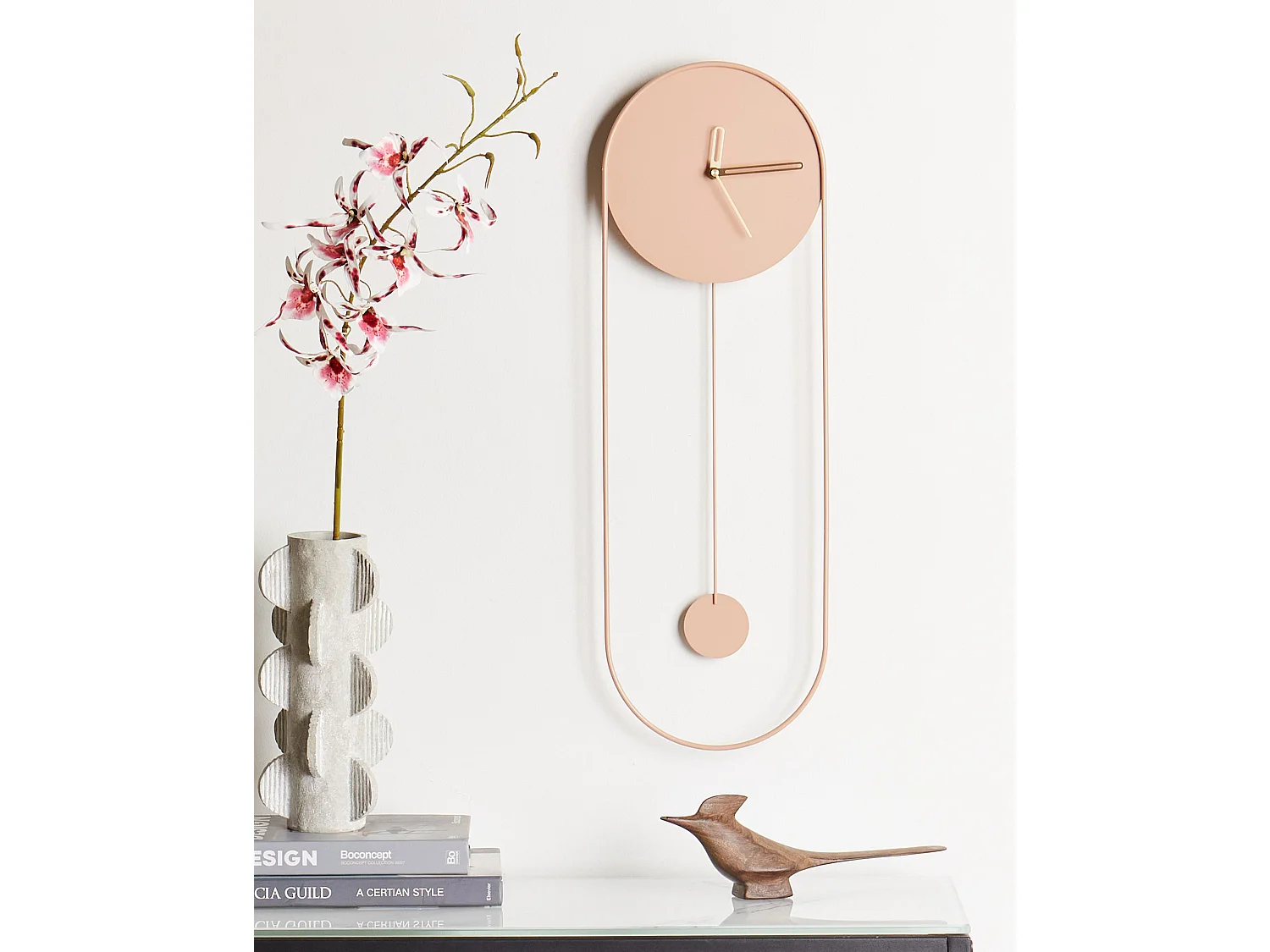 Horloge murale SALVAN 20 cm Métal Rose pêche