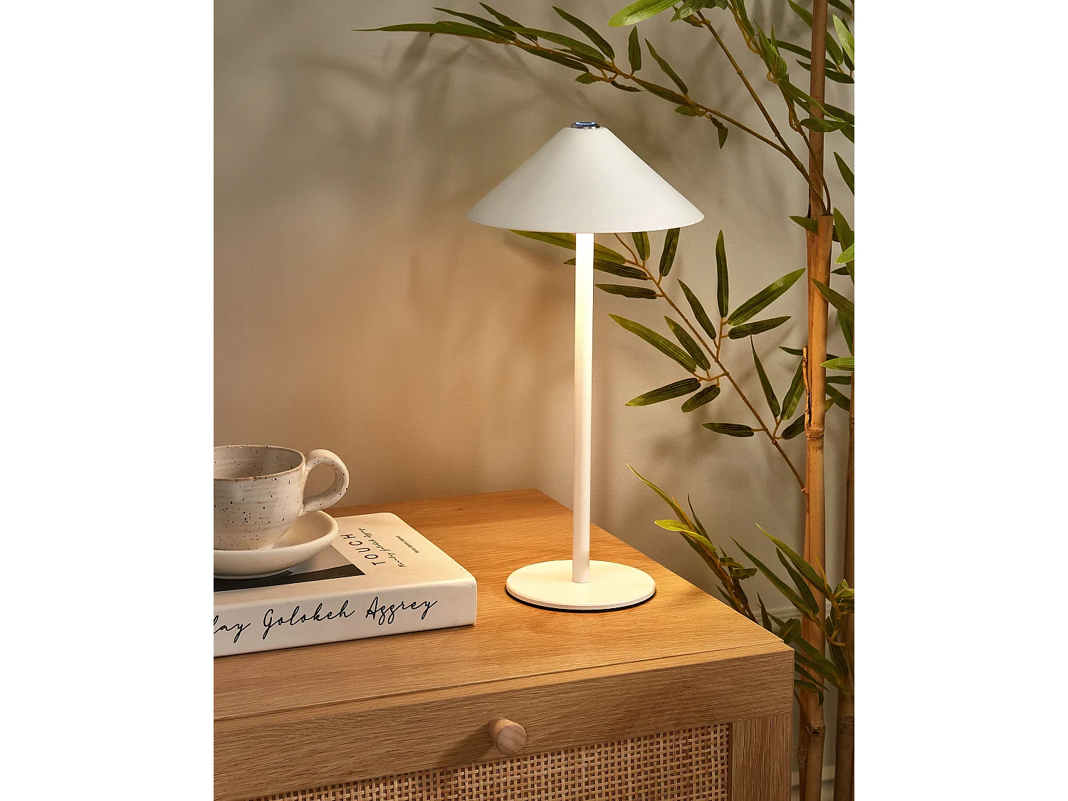 Lámpara LED inalámbrica de mesa FRANCOLI con regulador de intensidad Metal Blanco