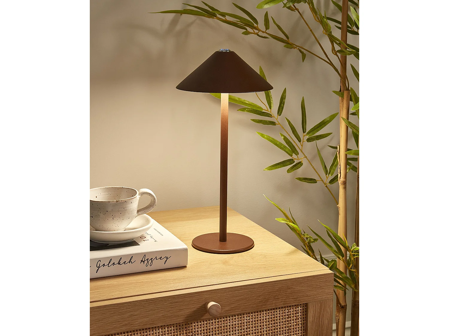 Lampe de table LED sans fil FRANCOLI Avec variateur Métal Marron