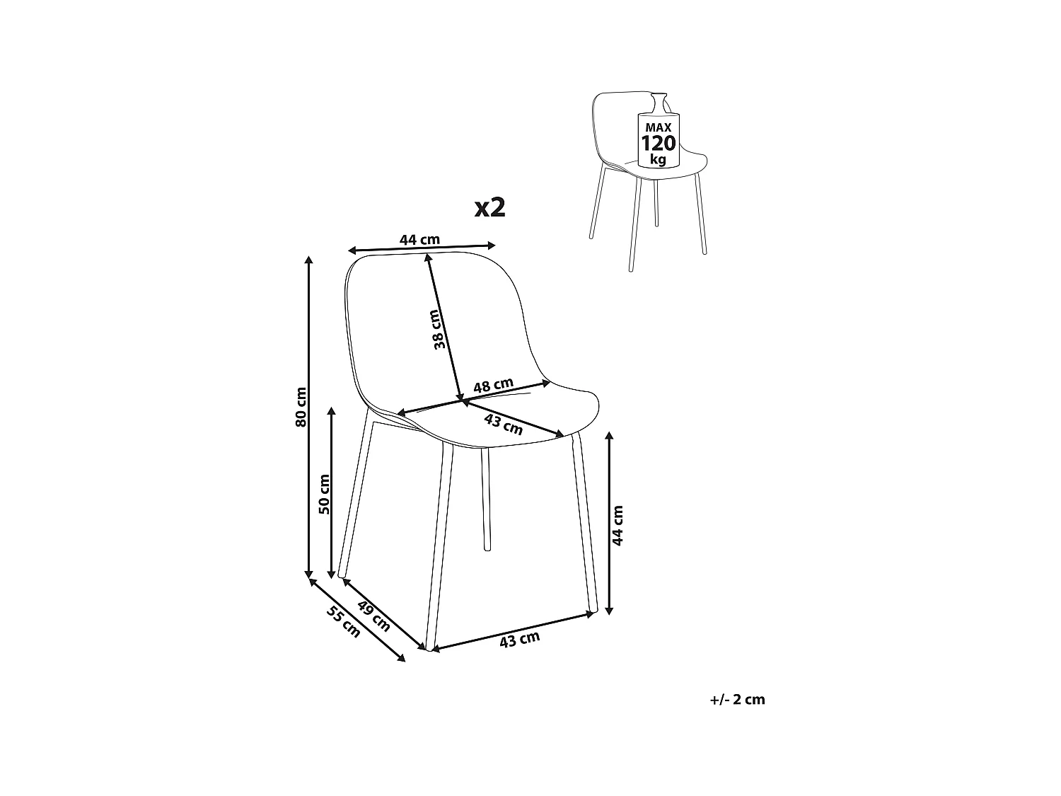 Lot de 2 chaises de salle à manger BELOIT Beige clair