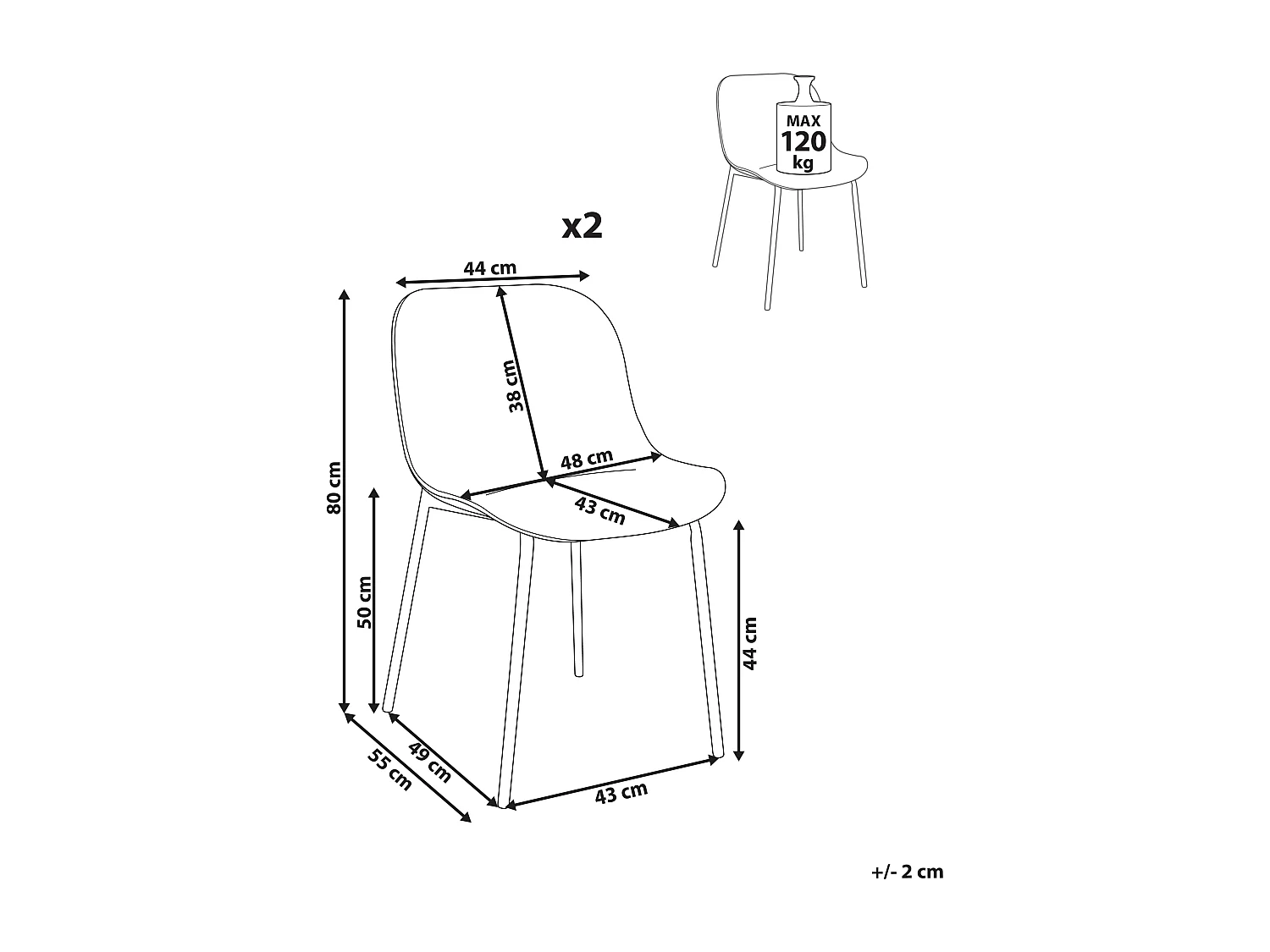Lot de 2 chaises de salle à manger BELOIT Beige clair