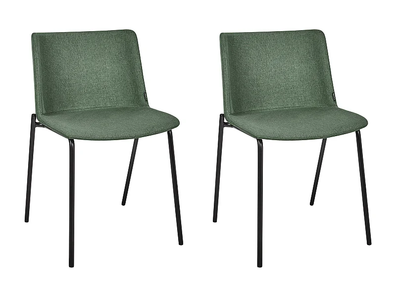 Esszimmerstuhl 2er Set Stoffbezug grün mit Metallbeinen schwarz modern Esbon