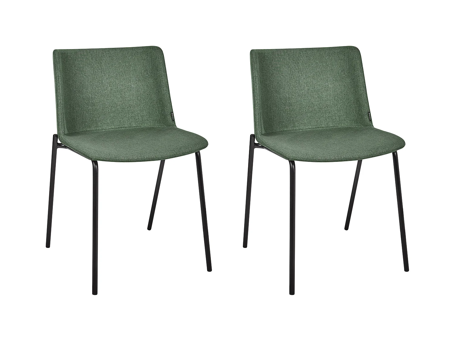 Esszimmerstuhl 2er Set Stoffbezug grün mit Metallbeinen schwarz modern Esbon