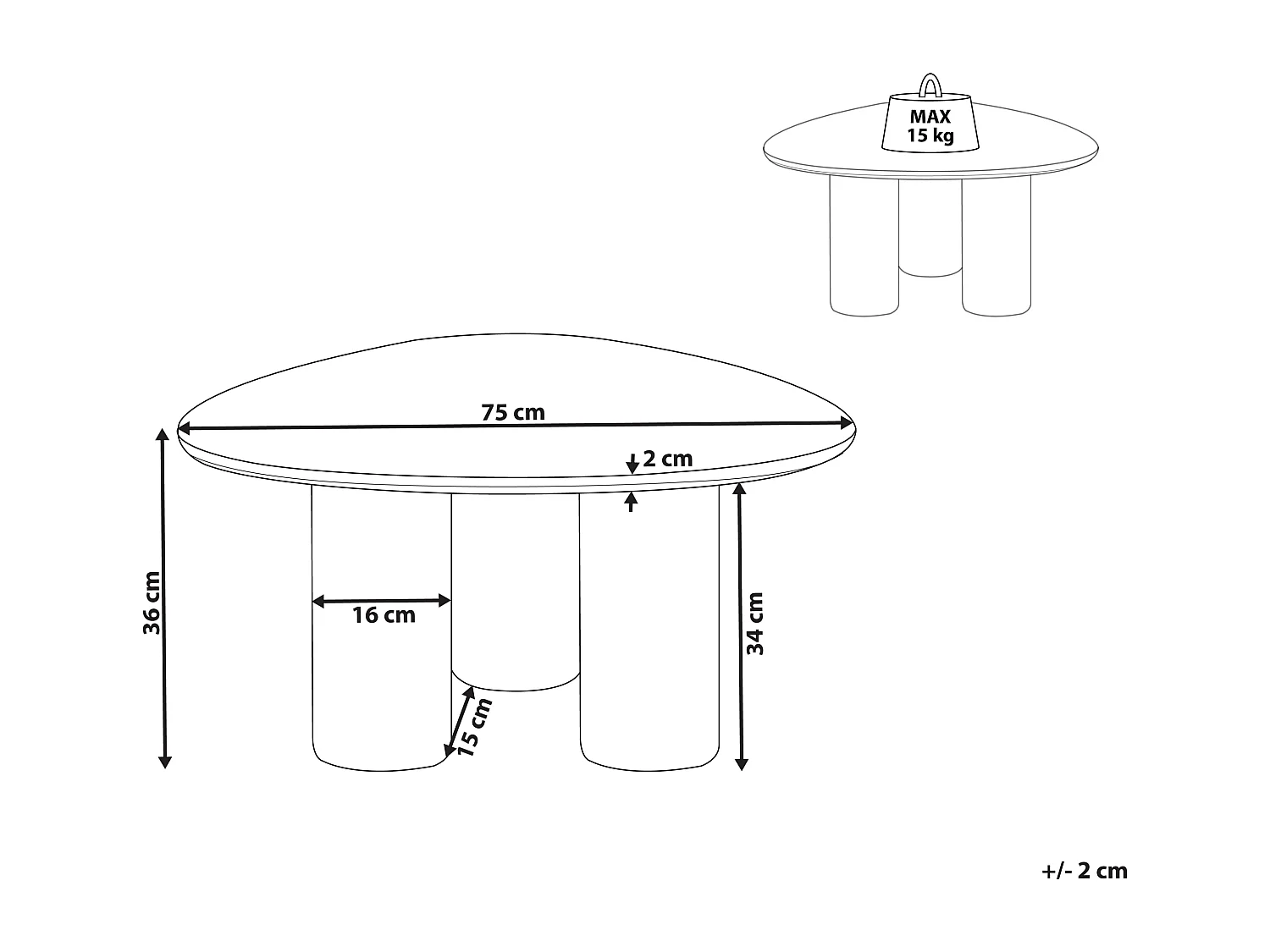 Couchtisch mit Ablage dunkelbraun Holzoptik rund 80 cm Metallgestell gold Libby