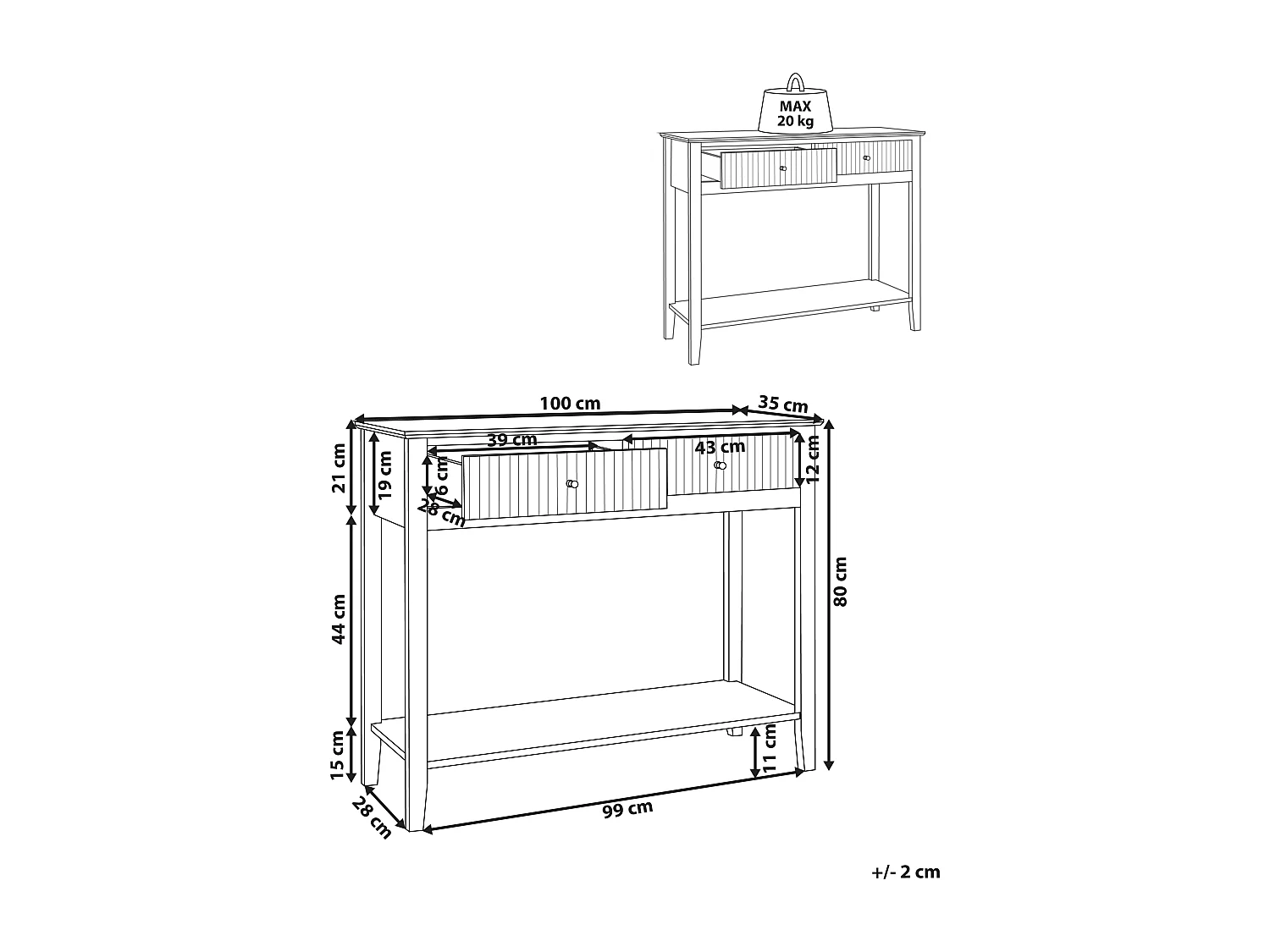 Tavolino consolle ASSISI Bianco