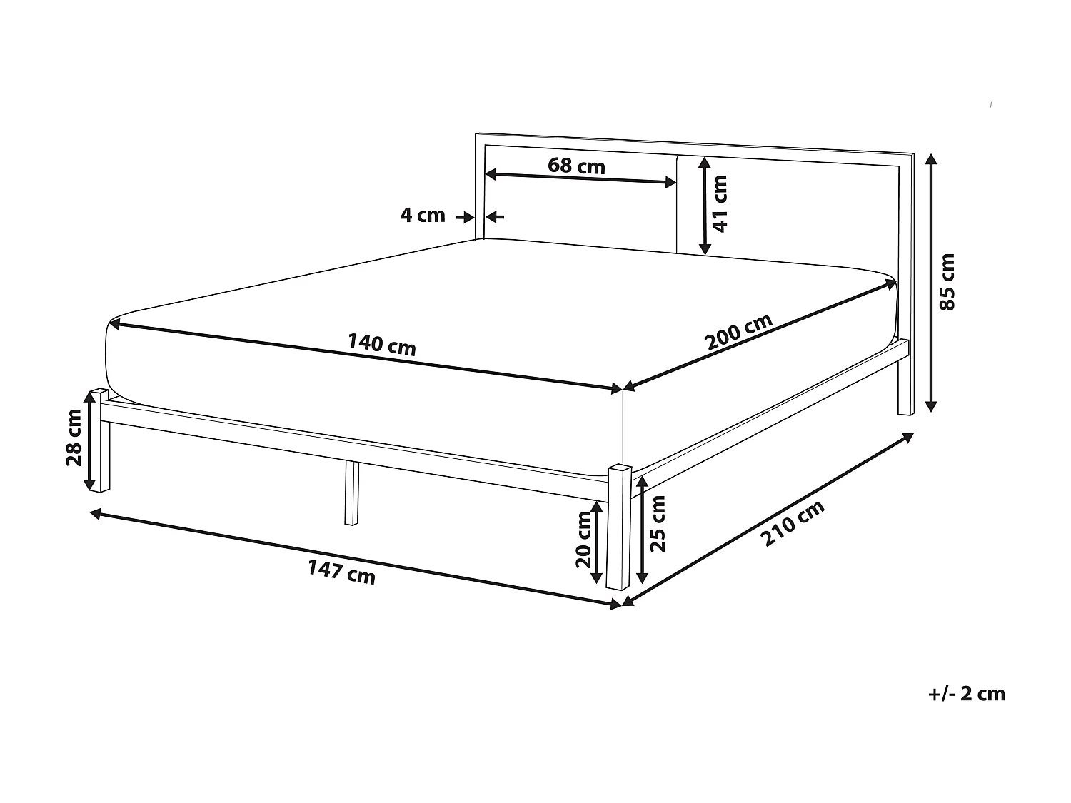 Bett mit Lattenrost Metall CLAMART 140 x 200 cm Grau