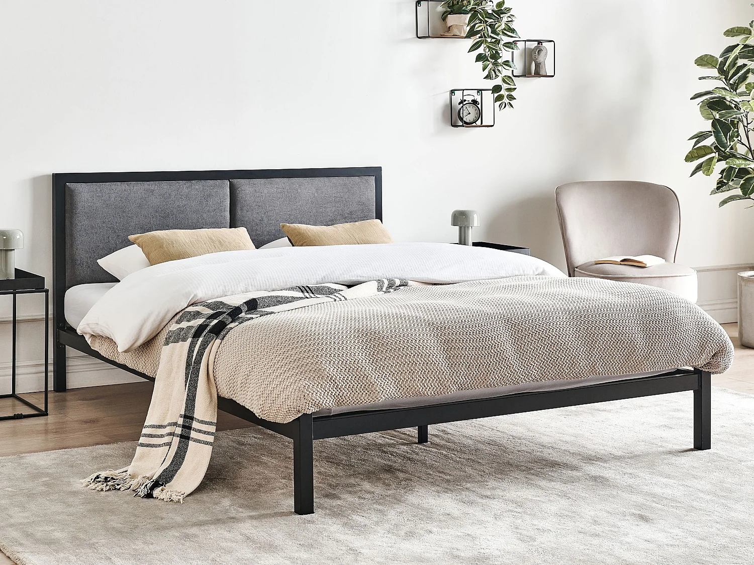 Bett mit Lattenrost Metall CLAMART 140 x 200 cm Grau