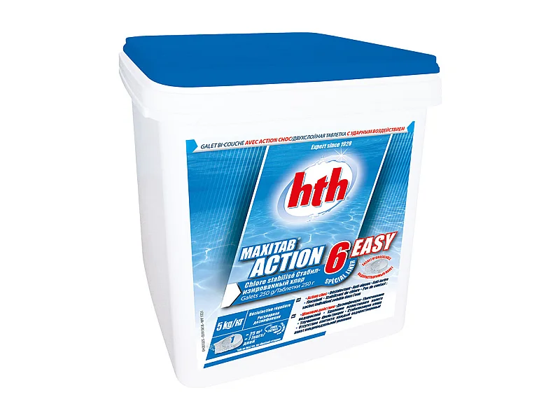Chlore 6 actions en galets Maxitab Action 6 5 kg - HTH