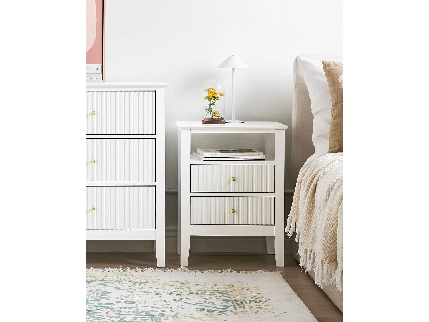 Comodino 2 cassetti ASSISI Bianco