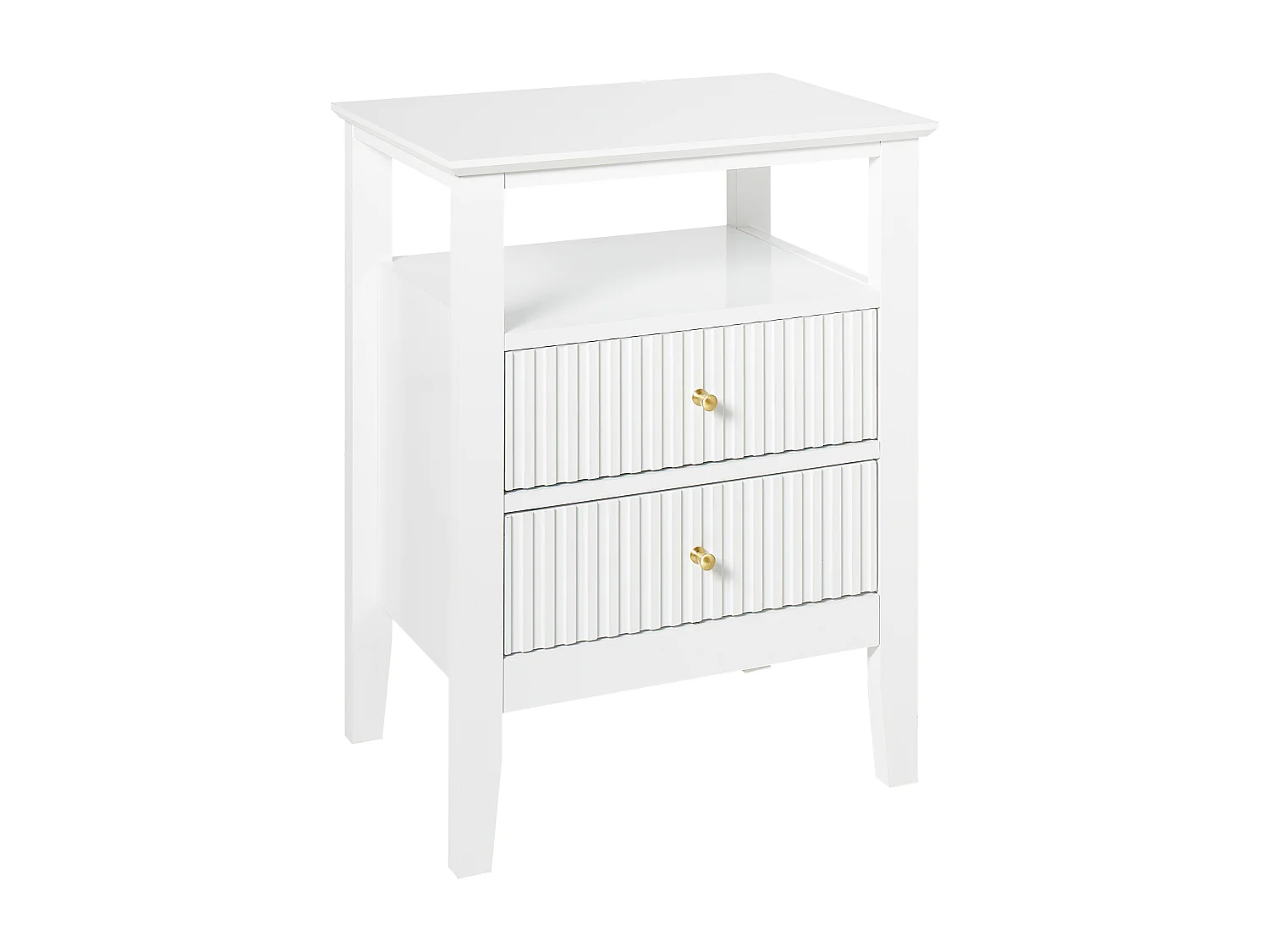 Table de nuit à 2 tiroirs ASSISI Blanc