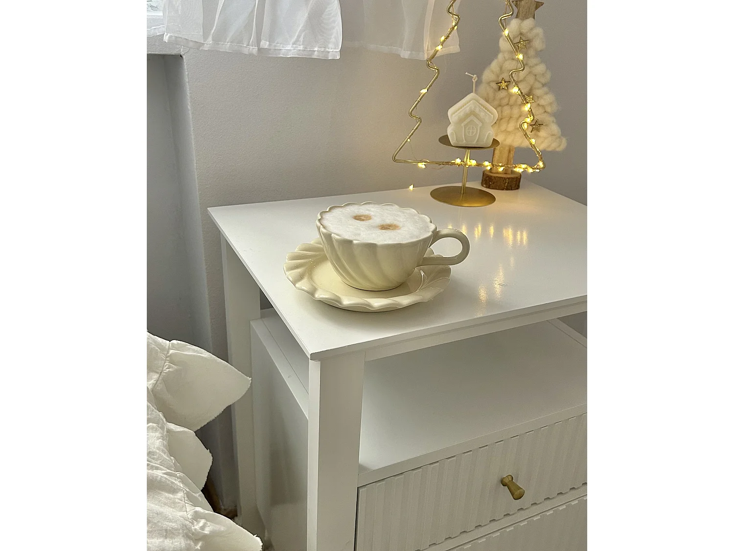 2 Drawer Bedside Table ASSISI White