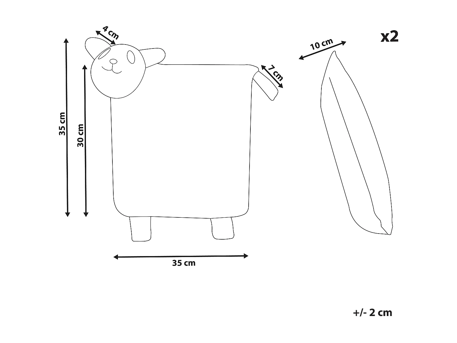 Conjunto de 2 almofadas decorativas forma panda algodão cinzento 35 x 35 cm SHADOOR