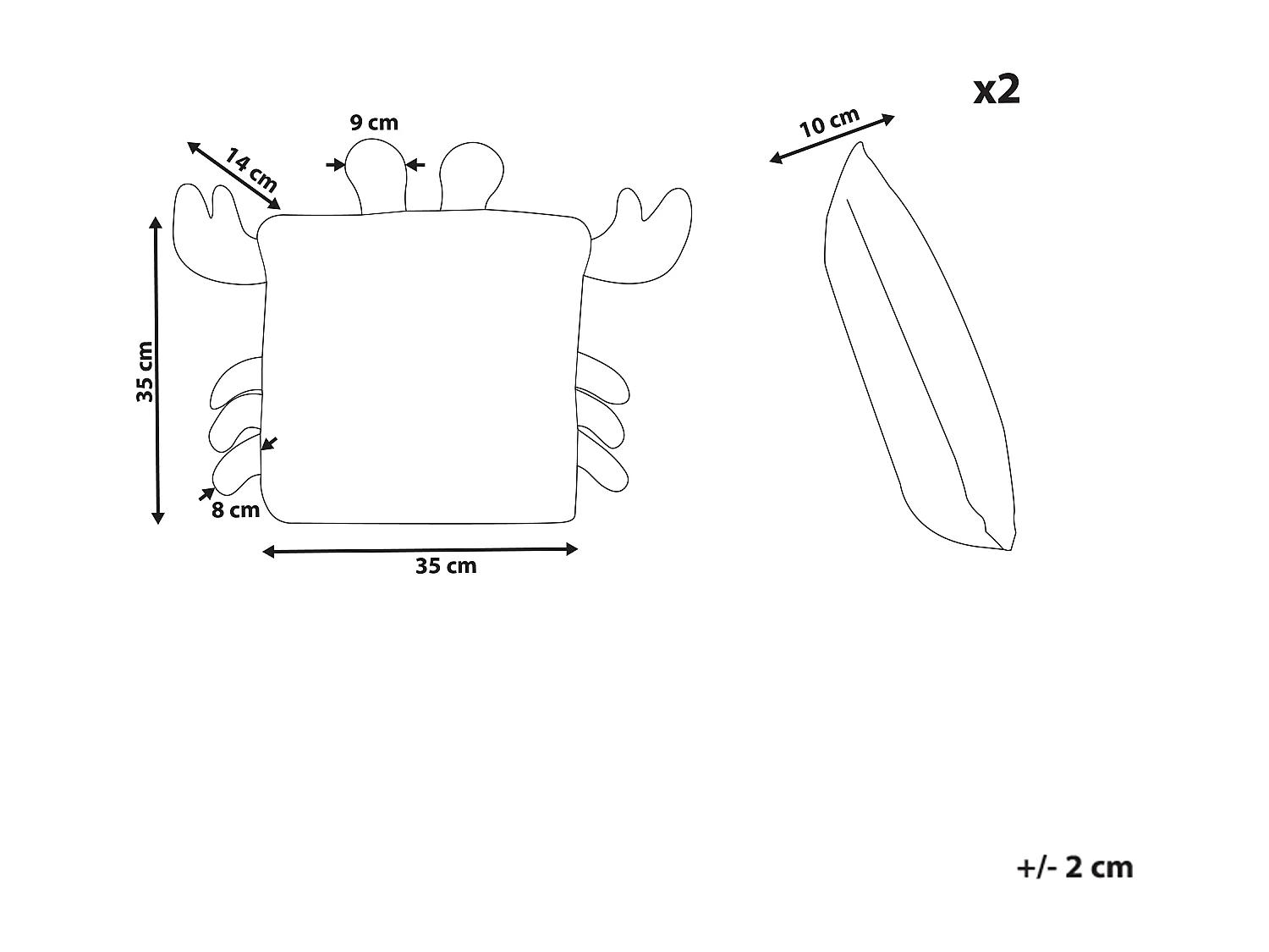 2 bawełniane poduszki dla dzieci krab 35 x 35 cm różowe JARGALLI
