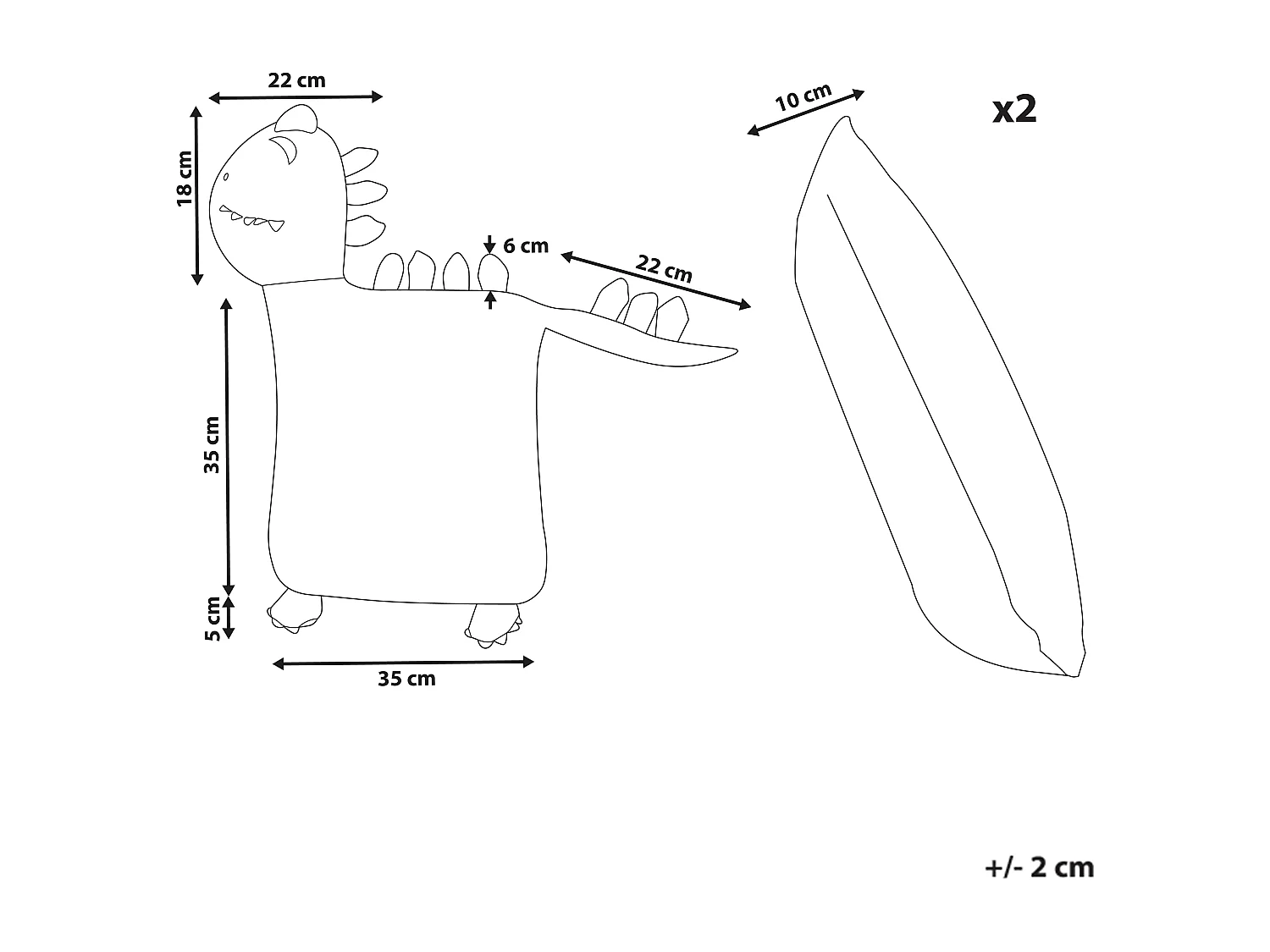 Lot de 2 coussins décoratifs DINOS Coton 45 x 45 cm Vert Dinosaure