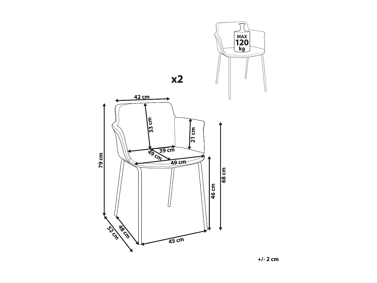 Conjunto de 2 cadeiras de jantar BELFIELD Verde