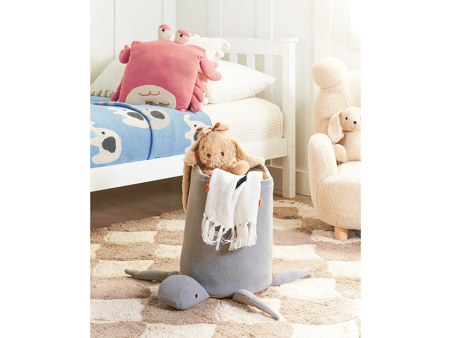 Panier enfants Tortue TANDA Coton Gris