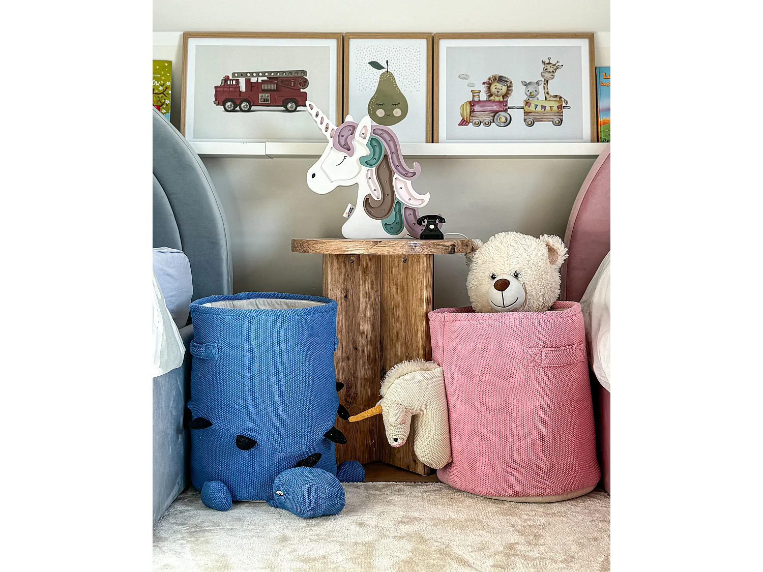 Panier enfants Licorne NARROTI Coton Rose