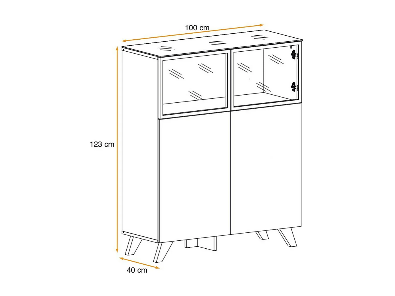Vitrine LED "Thin" 123cm Noir & Naturel
