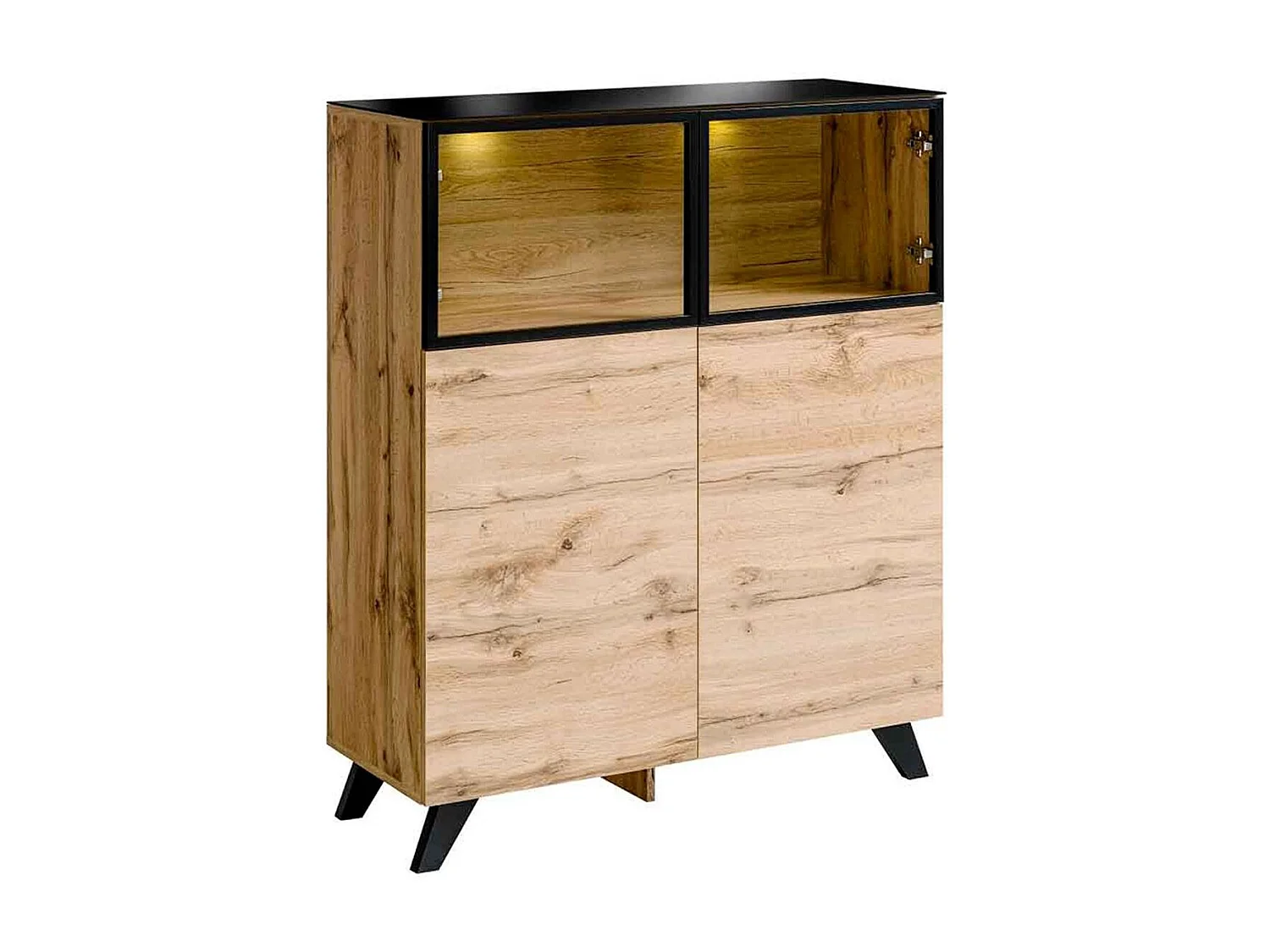 Vitrine LED "Thin" 123cm Noir & Naturel