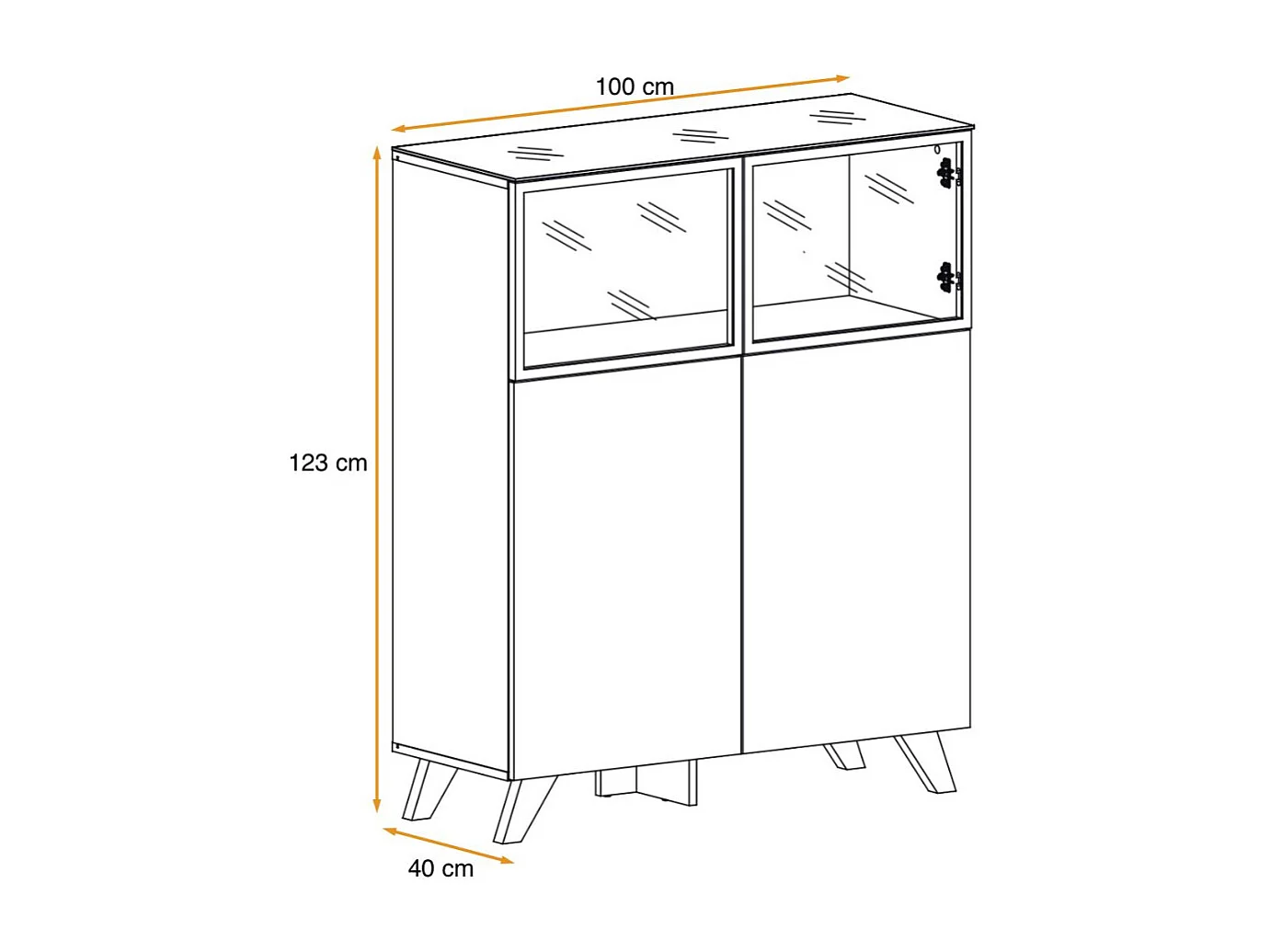 Vitrine LED "Thin" 123cm Noir & Naturel
