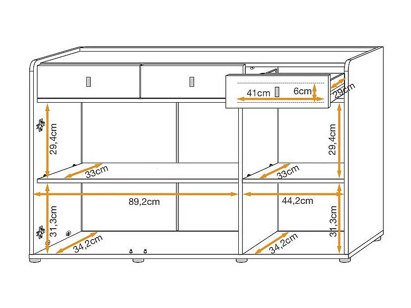 Buffet 3 Tiroirs Design "Vivero" 139cm Gris & Naturel