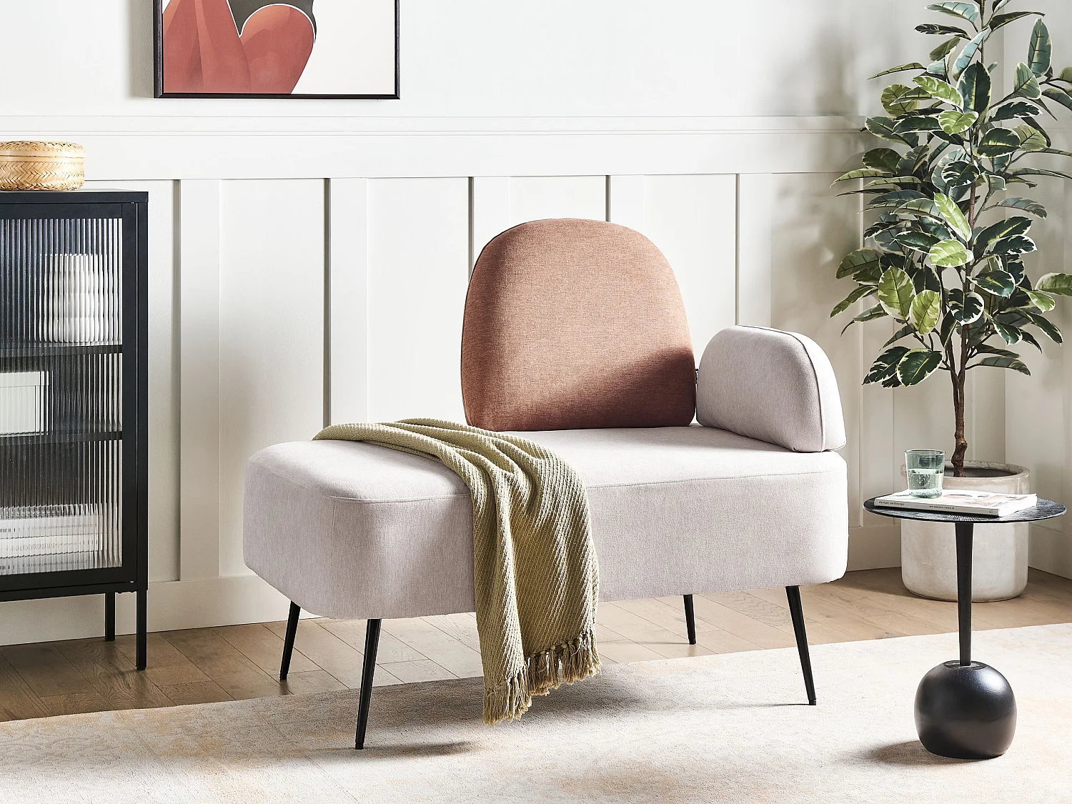 Chaise longue versione destra ARCEY Tessuto Marrone