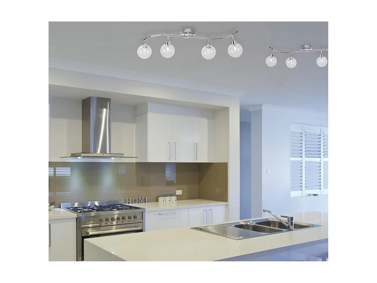 Plafonnier 4 Spots Design "Lako" 70cm Argent