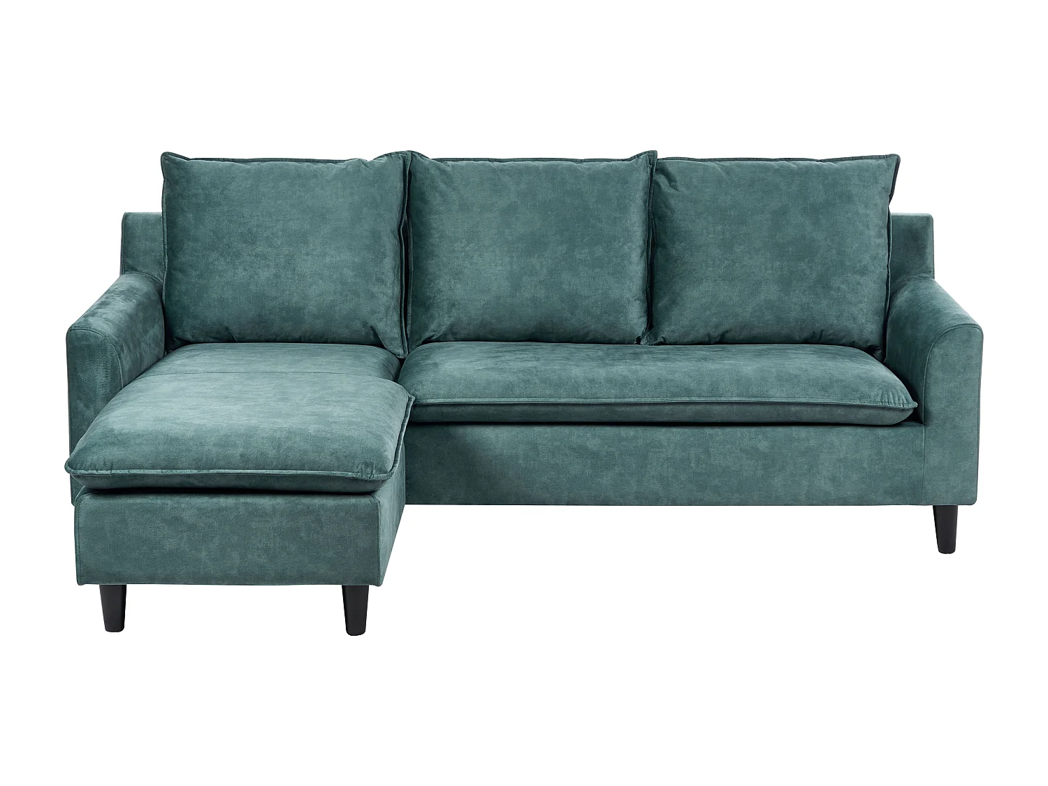 Canapé d'Angle à gauche Moderne en Velours Pieds en Bois Massif Bleu Sarcelle Elvenes