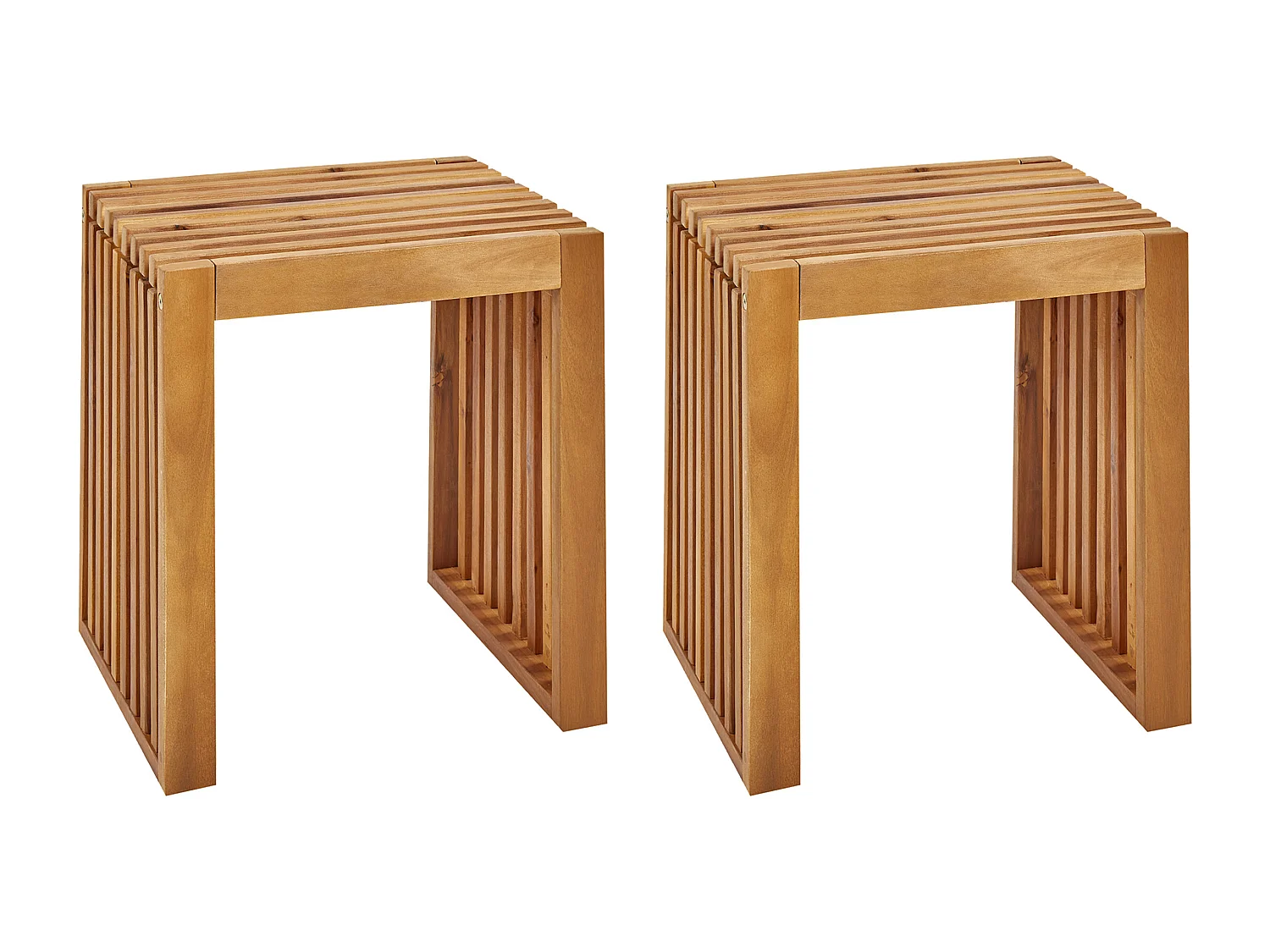 Lot de 2 tabourets de jardin BELLANO Acacia Marron