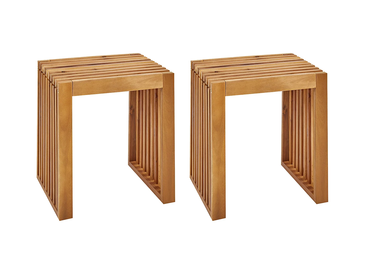 Lot de 2 tabourets de jardin BELLANO Acacia Marron