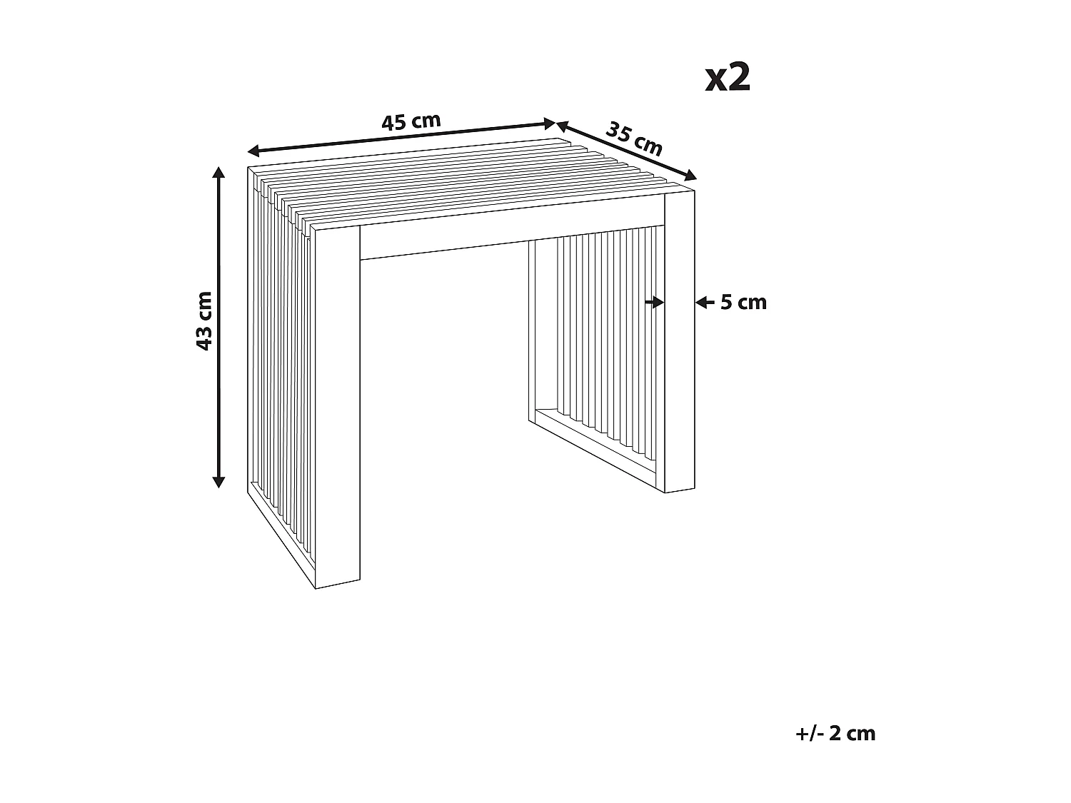Lot de 2 tabourets de jardin BELLANO Acacia Marron