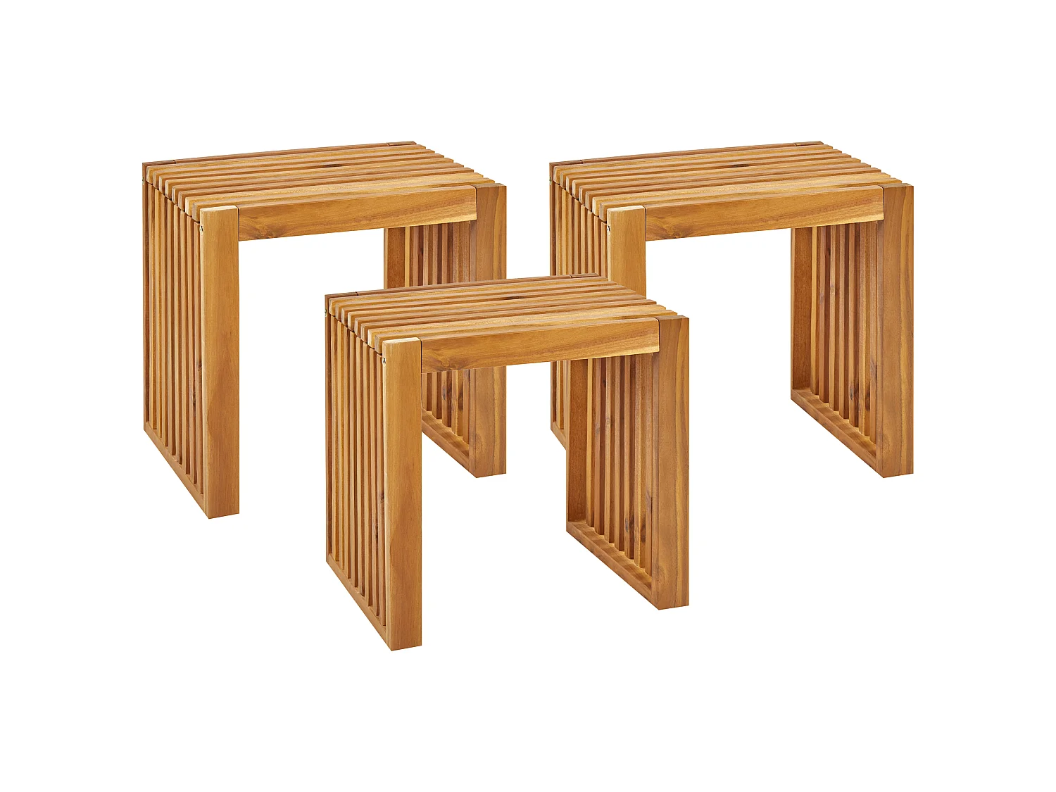 Set di 3 sgabelli da giardino BELLANO Legno d'acacia Marrone