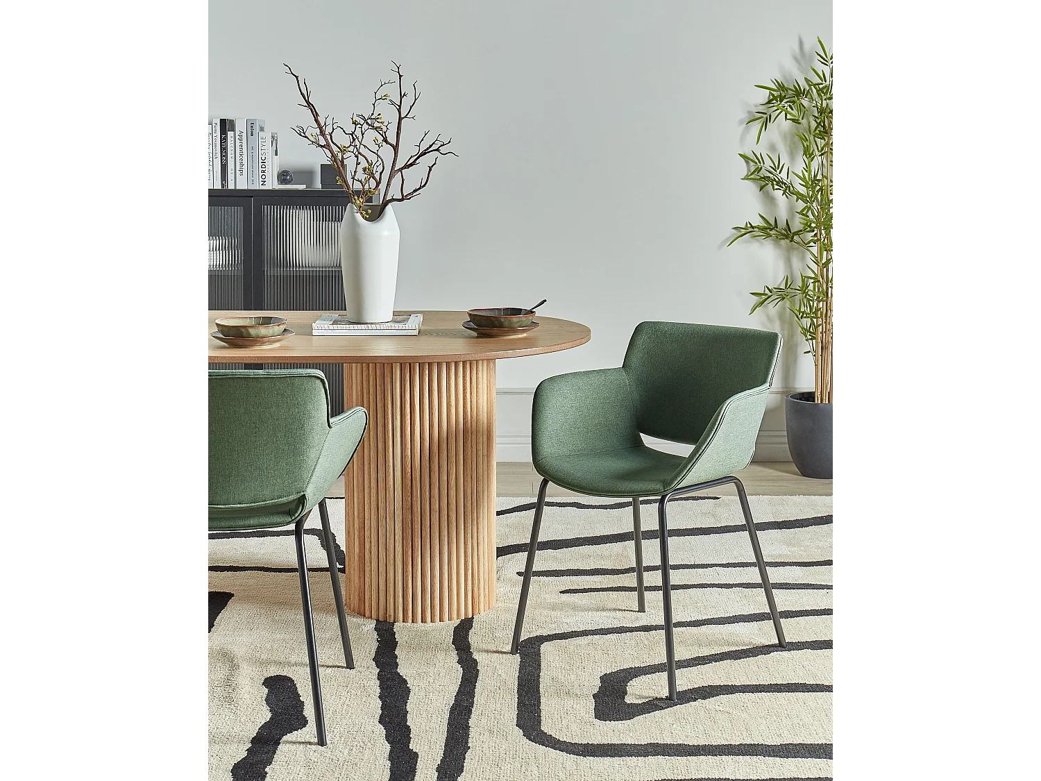 Lot de 2 chaises de salle à manger AXTEL Tissu Vert