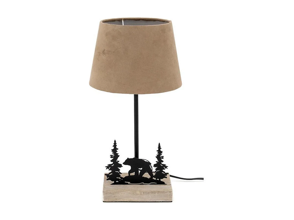 Lampe en métal et bois décor Forêt 1 ours + 2 sapins