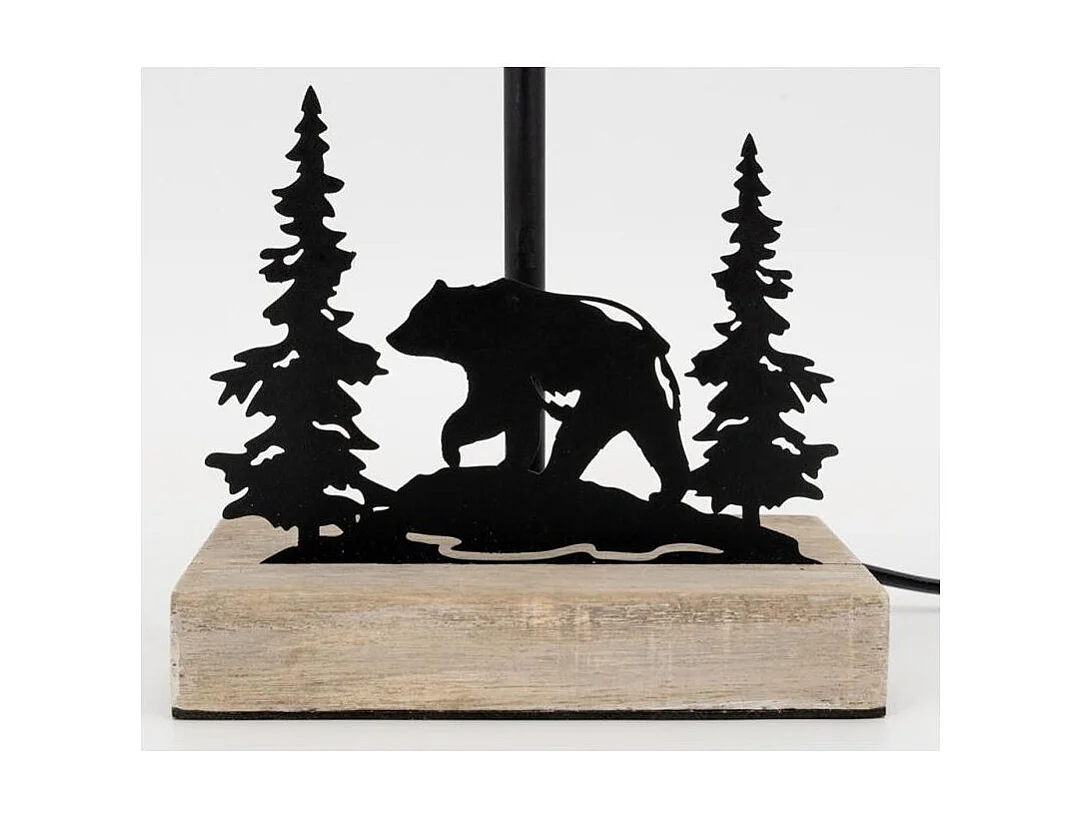 Lampe en métal et bois décor Forêt 1 ours + 2 sapins