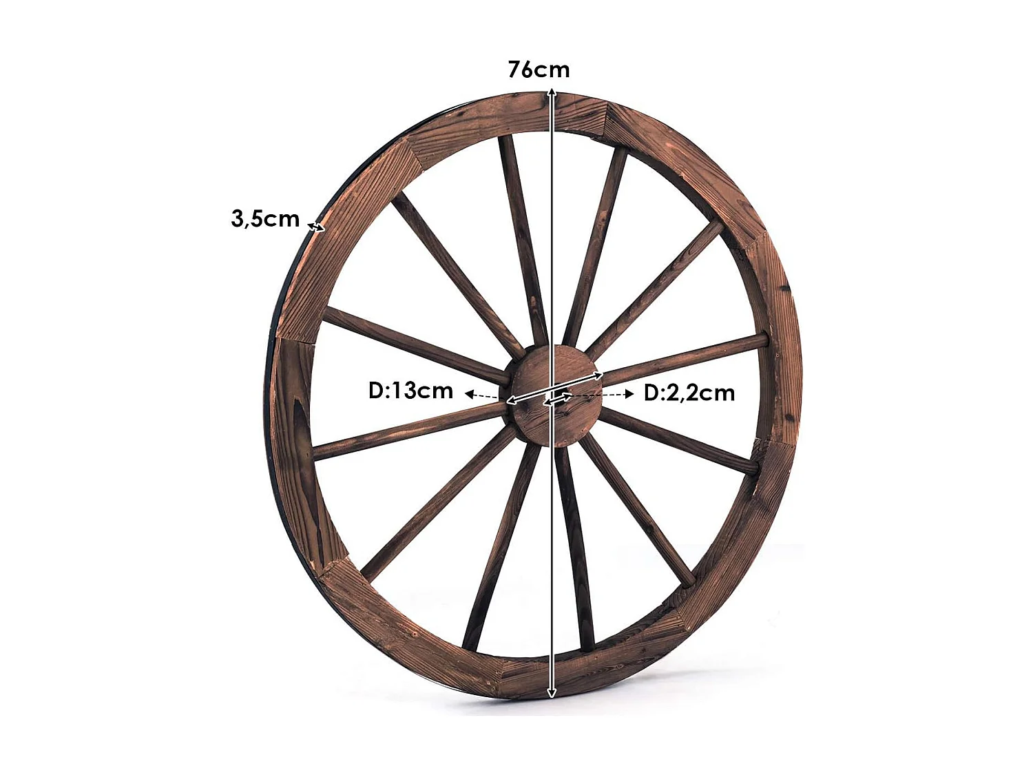 Lot de 2 roues de chariot vintage en bois rétro,76cm de diamètre pour décoration