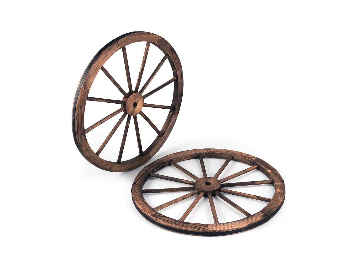 Lot de 2 roues de chariot vintage en bois rétro,76cm de diamètre pour décoration