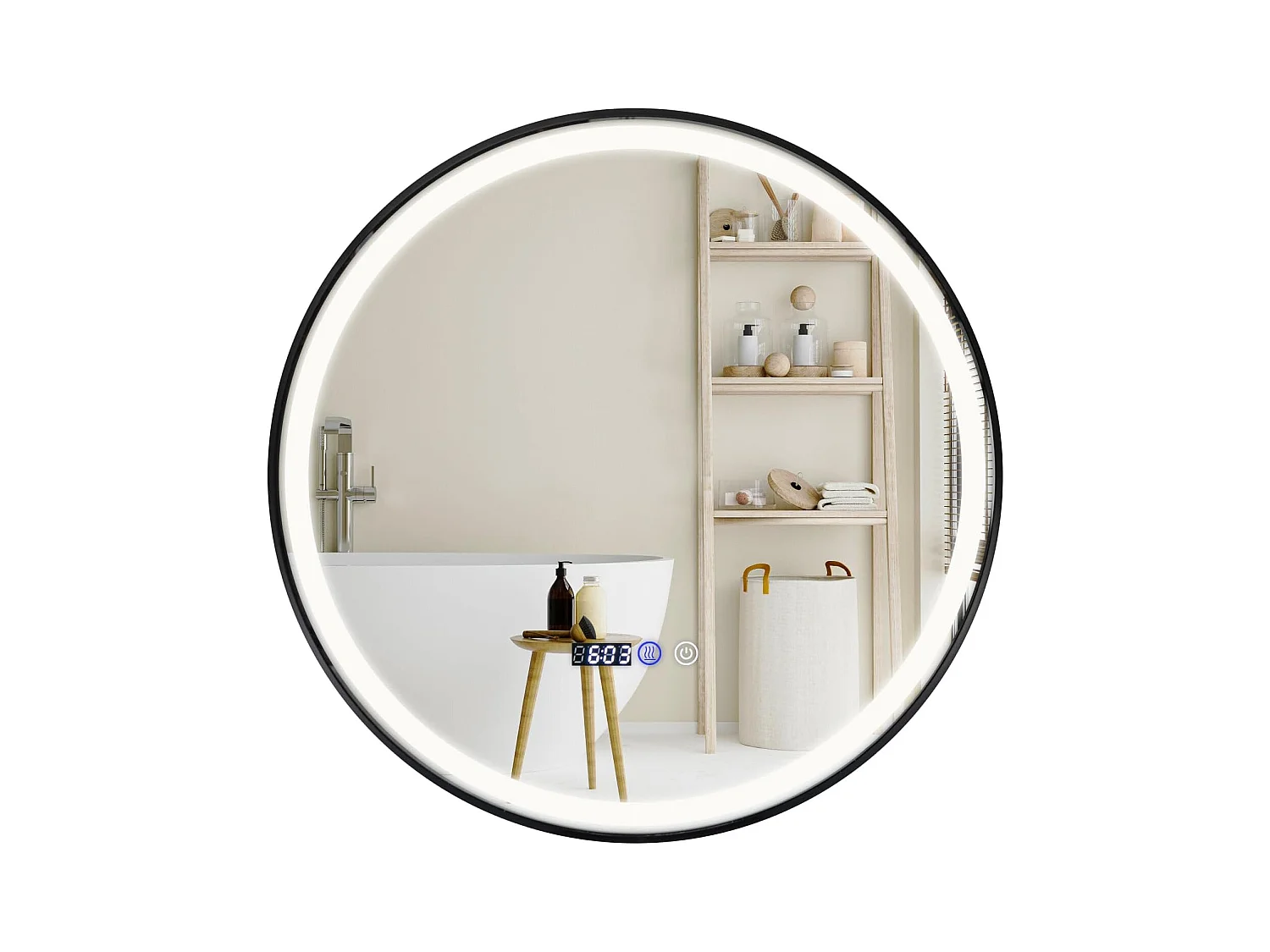Miroir salle de bain led à 3 couleurs & luminosité réglable, miroir anti-buée, 60 x 60 cm