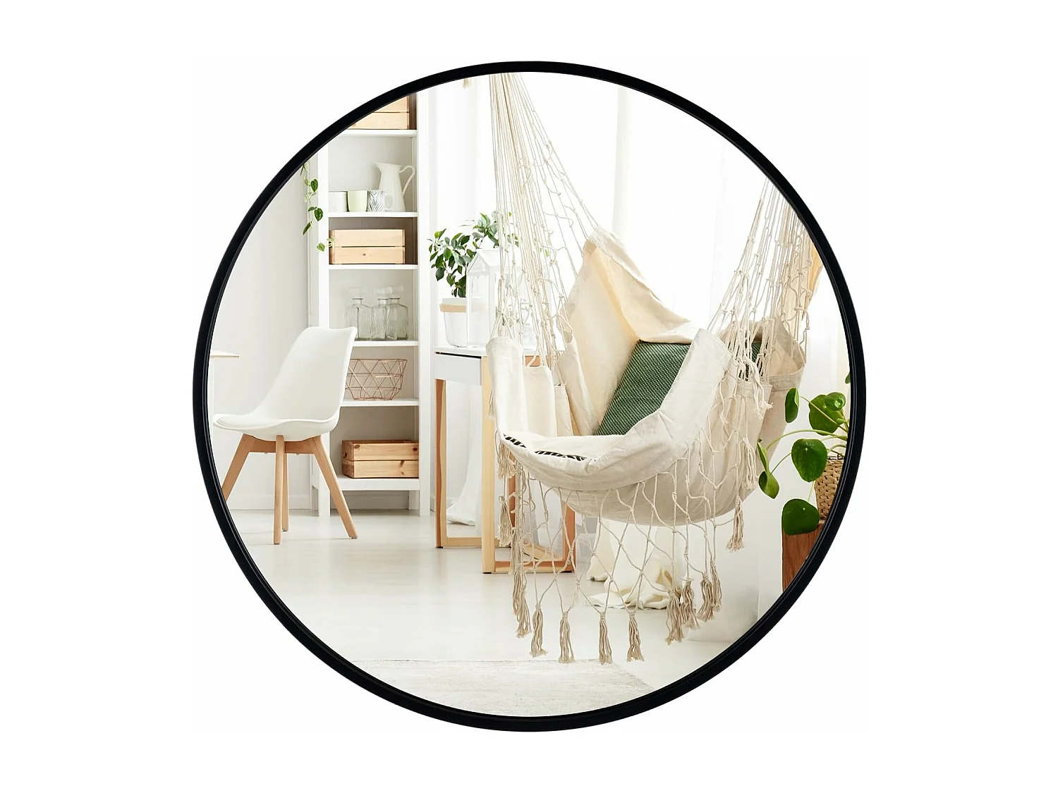 Miroir de salle de bain antidéflagrant, miroir mural rond ø 61 cm, noir