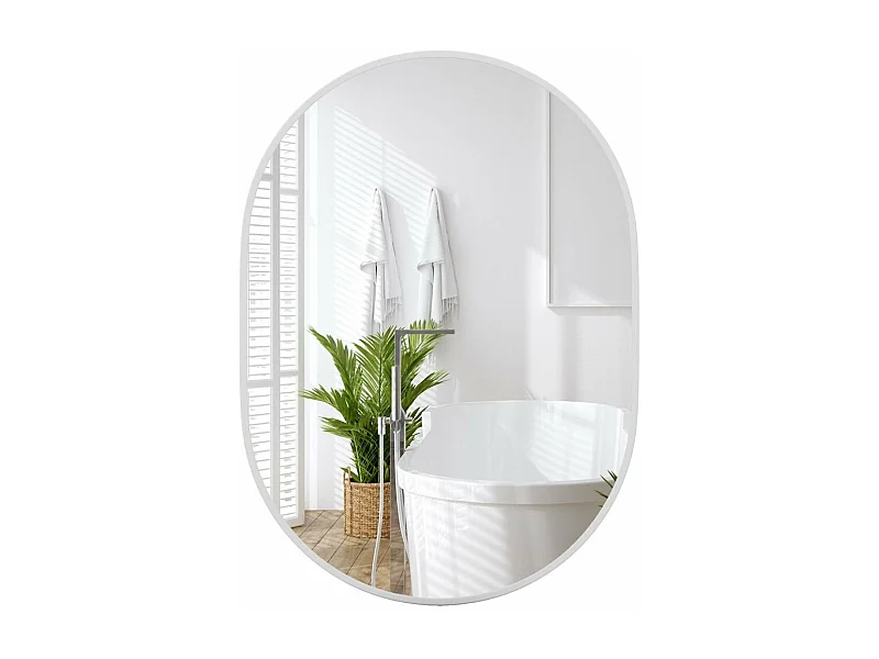 Miroir salle de bain 70,5 x 50,5 cm, miroir ovale, miroir maquillage, supports muraux