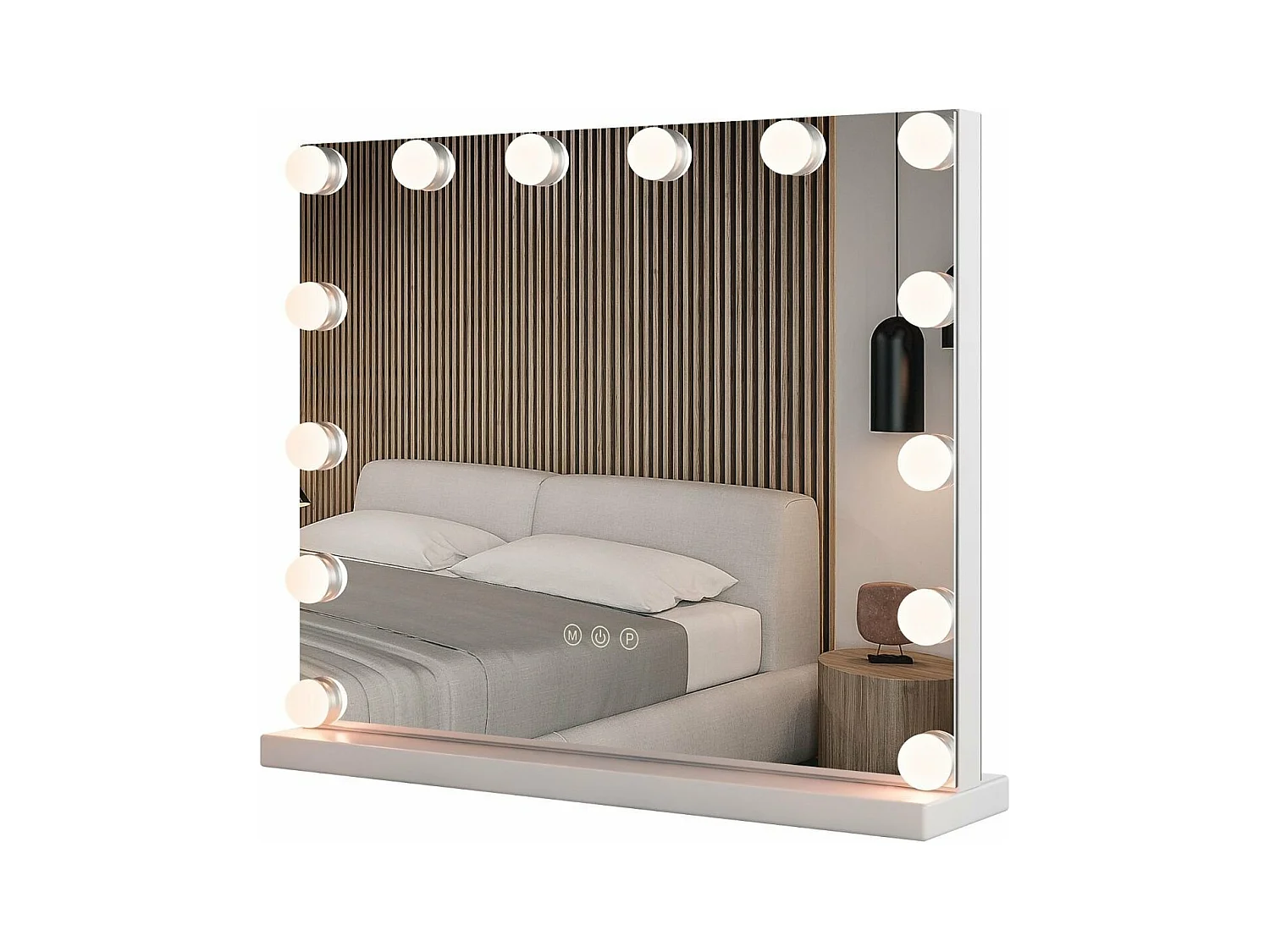 Miroir maquillage lumineux 50 x 43 cm, miroir led 14 lumières, miroir avec loupe x 5,blanc