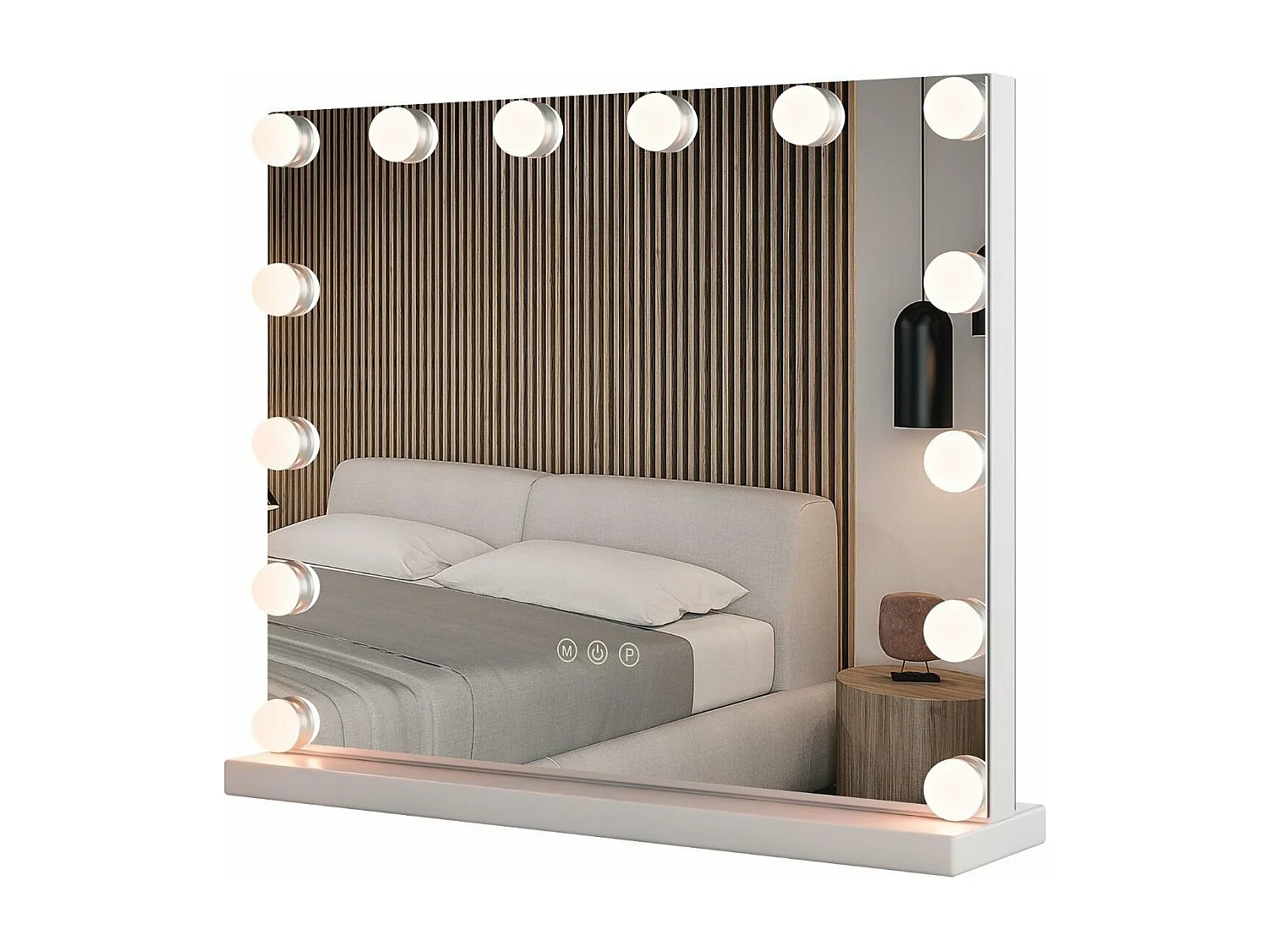 Miroir maquillage lumineux 50 x 43 cm, miroir led 14 lumières, miroir avec loupe x 5,blanc