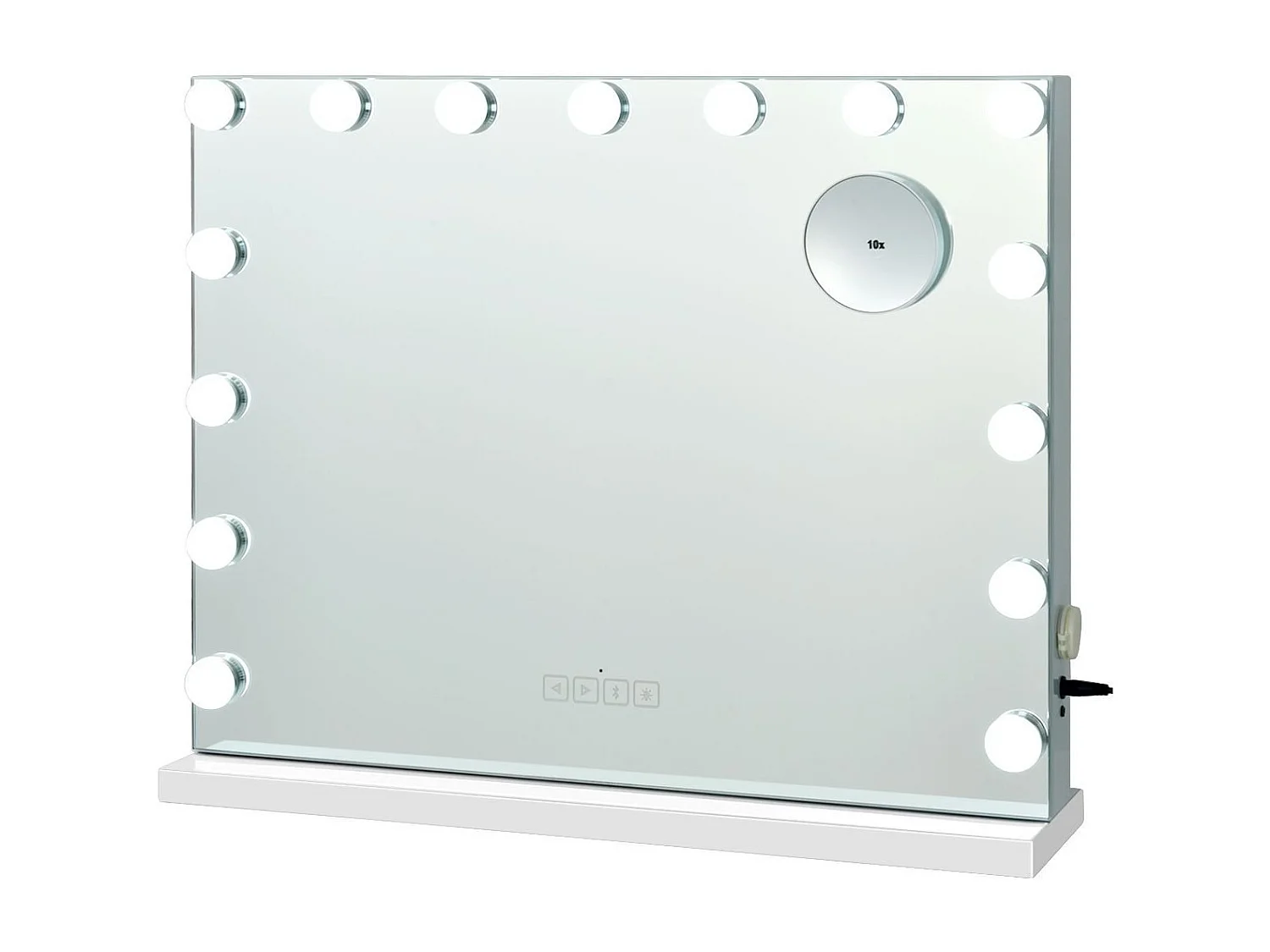 Miroir hollywood bluetooth avec lumières,15 ampoules led, écran tactile, 58 x 46 cm