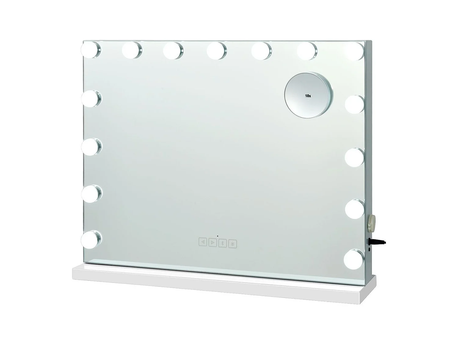 Miroir hollywood bluetooth avec lumières,15 ampoules led, écran tactile, 58 x 46 cm