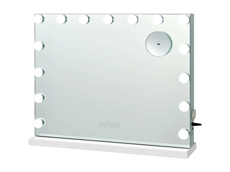 Miroir hollywood bluetooth avec lumières,15 ampoules led, écran tactile, 58 x 46 cm