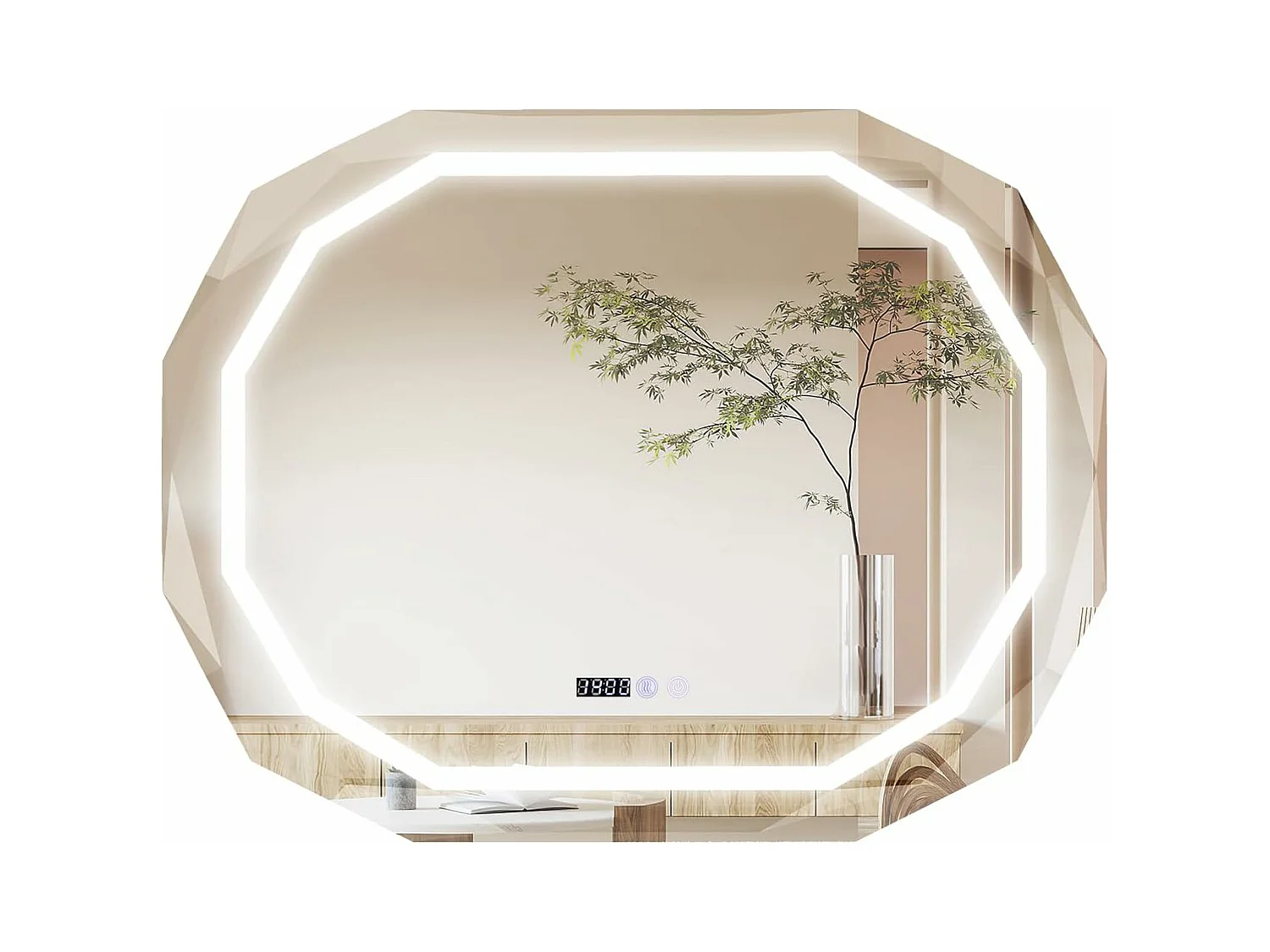Miroir Salle de Bain LED à 3 Couleurs & Luminosité Réglable, Miroir Mural Ovale Anti-Buée, Miroir Lumineux Salle de Bain avec Interrupteur Tactile, Fonction Mémoire, 91,5 x 71 CM