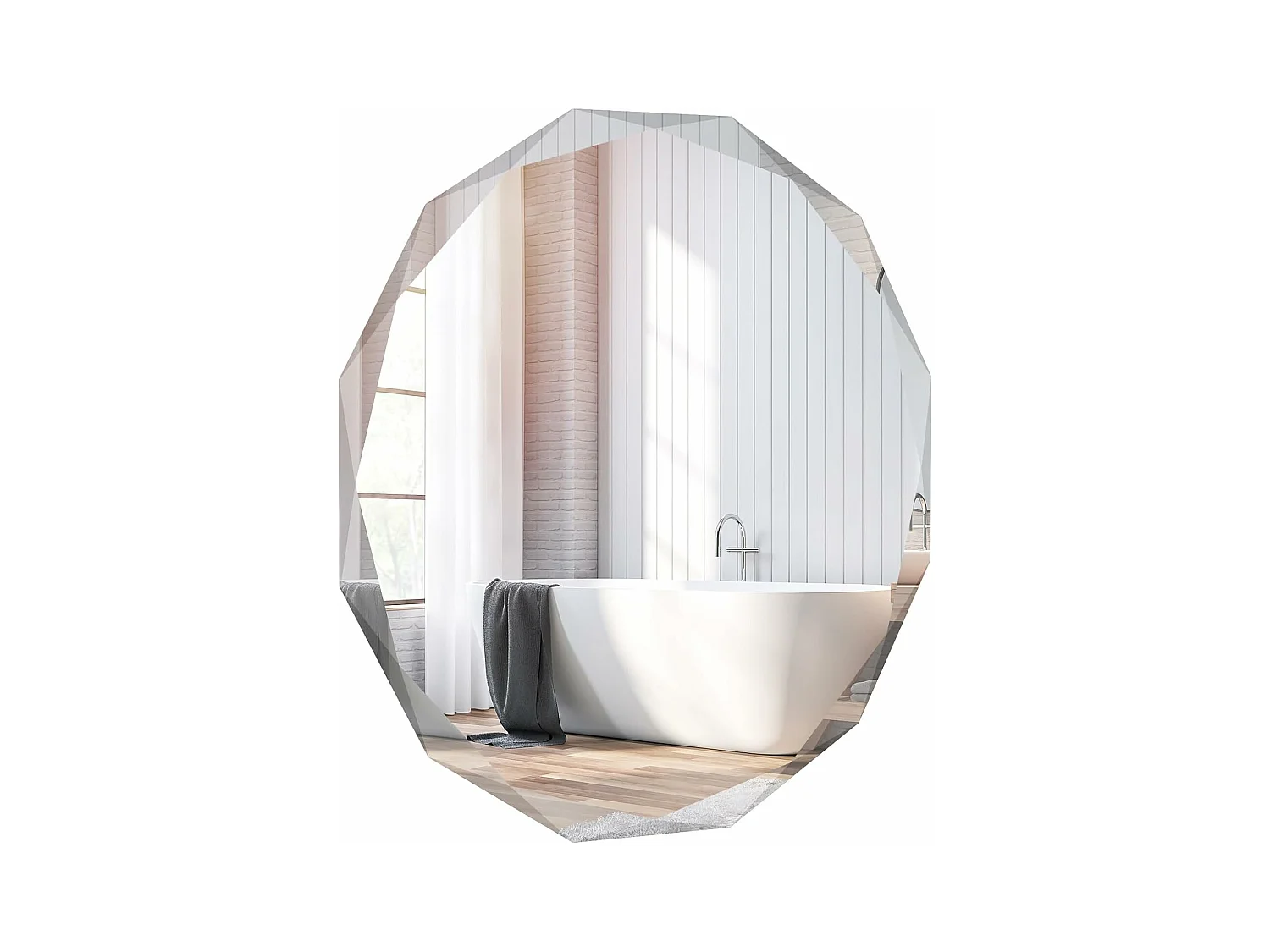 Miroir de salle de bain antidéflagrant, miroir avec bords biseautés uniques, 76 x 76 cm