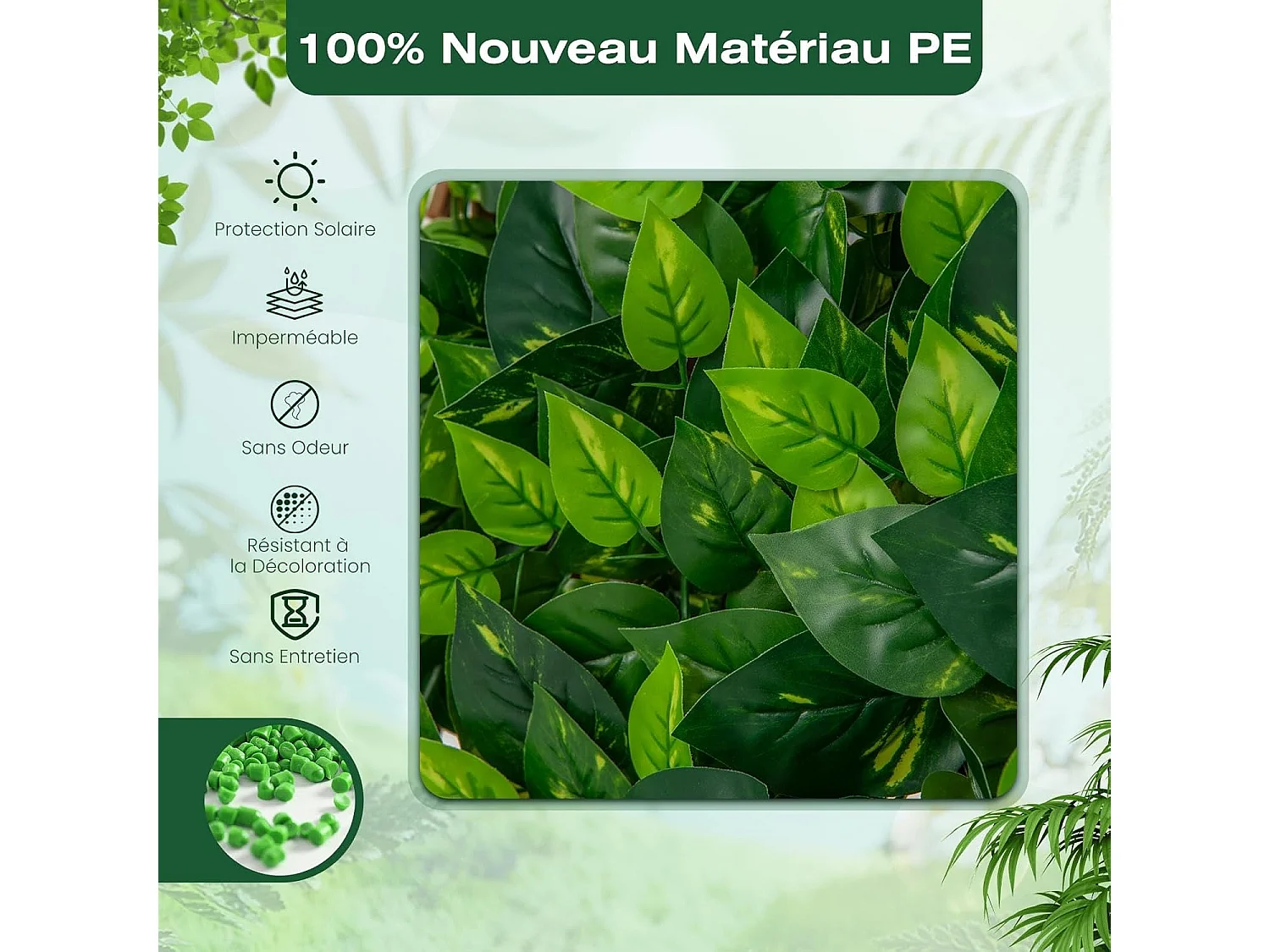 Haie artificielle brise-vue décoration extensible, cadre en saule véritable (lierre vert)
