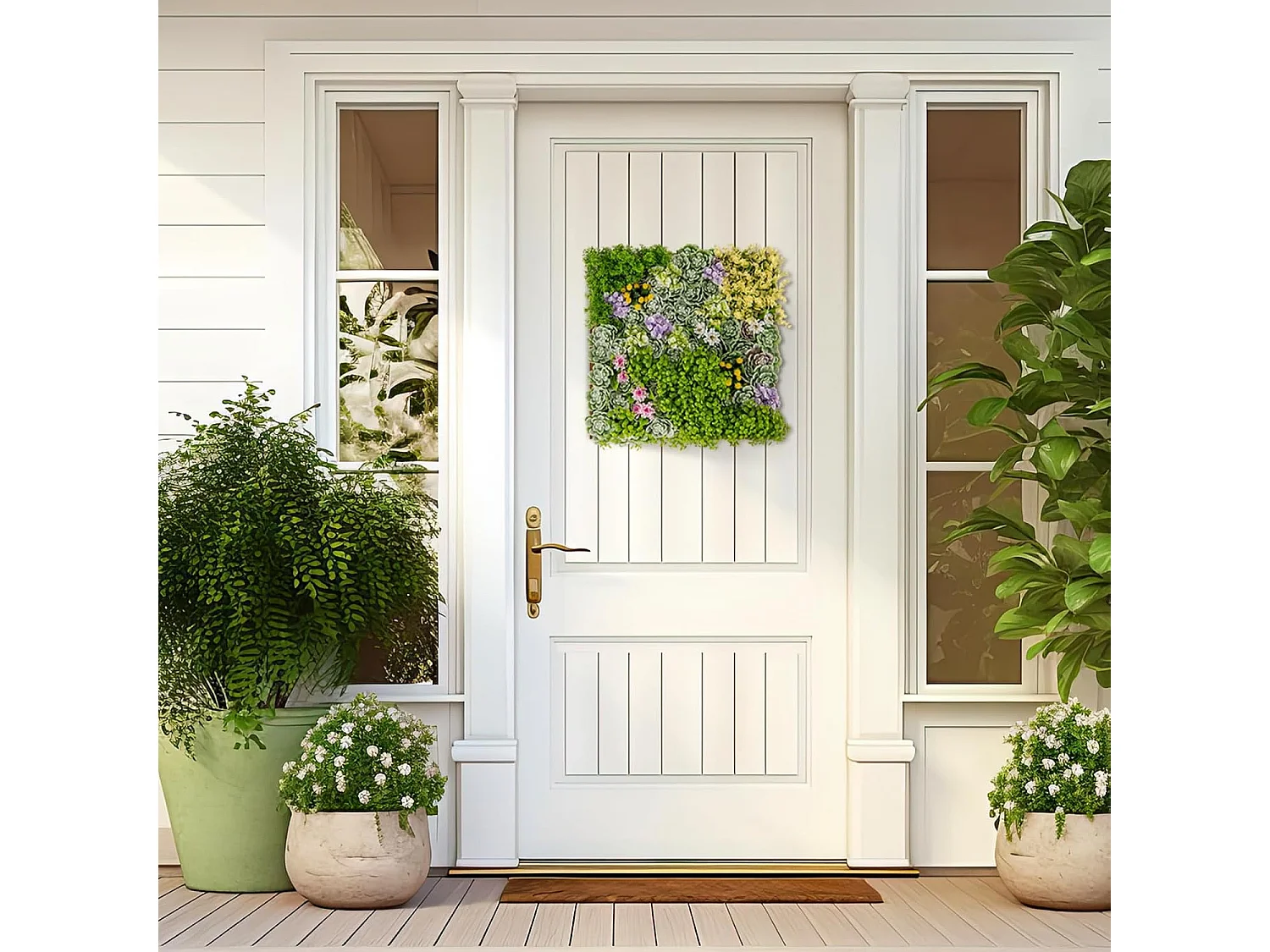 Haie artificiel 2 pcs décorations murales 50 x 50 cm, 10 types de plantes artificielles