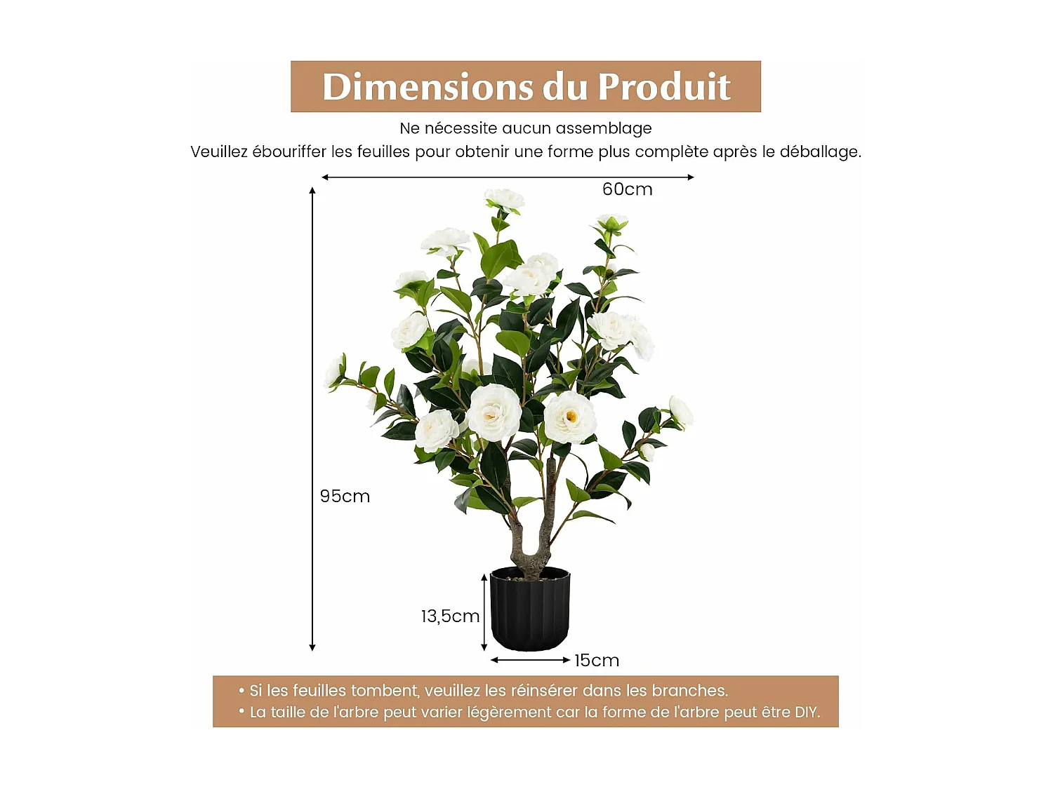 Plante artificielle à fausses fleurs de 95 cm,décoration de magasin bureau maison (blanc)